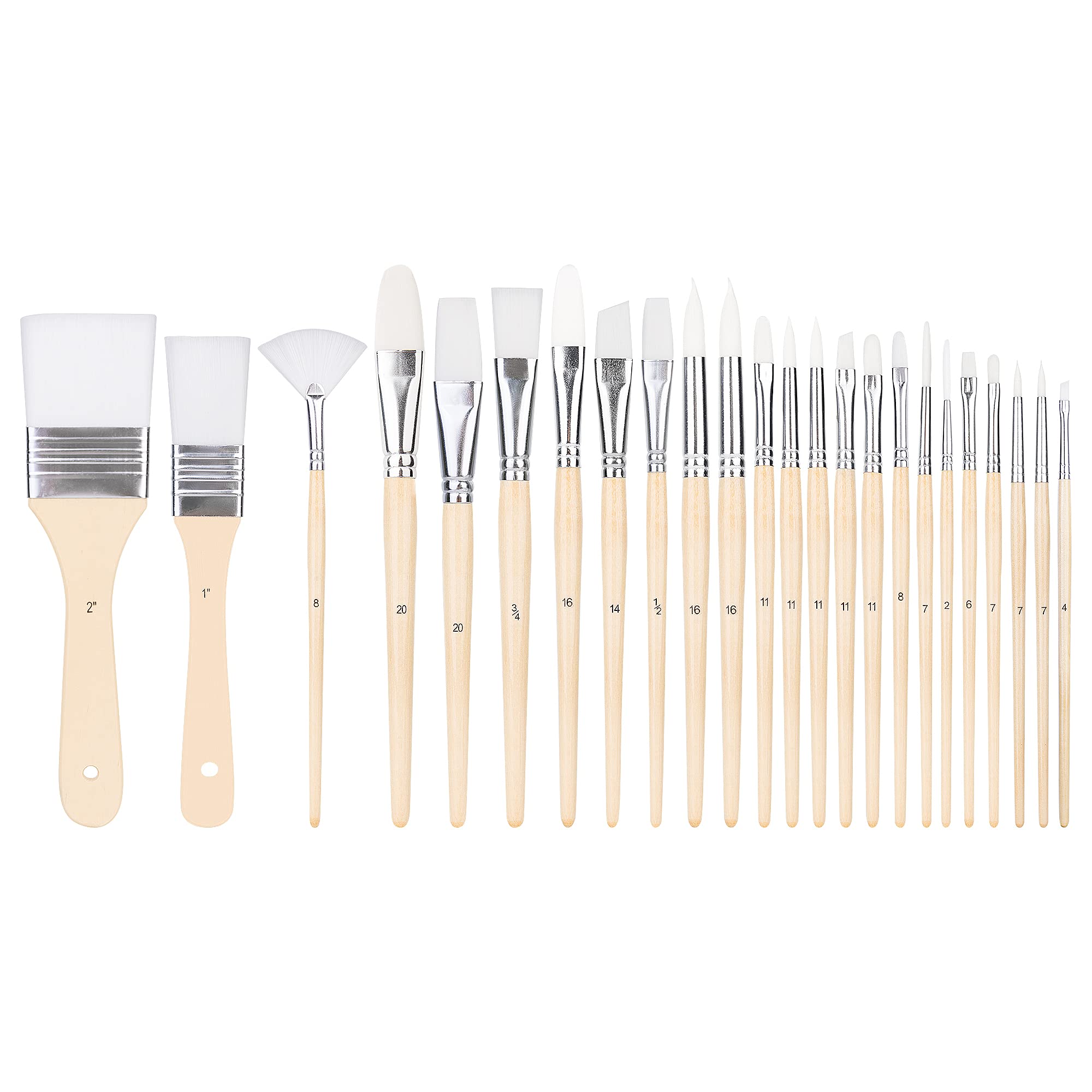 Amazon Basics Set 24 Pennelli Pittura Legno per Artisti