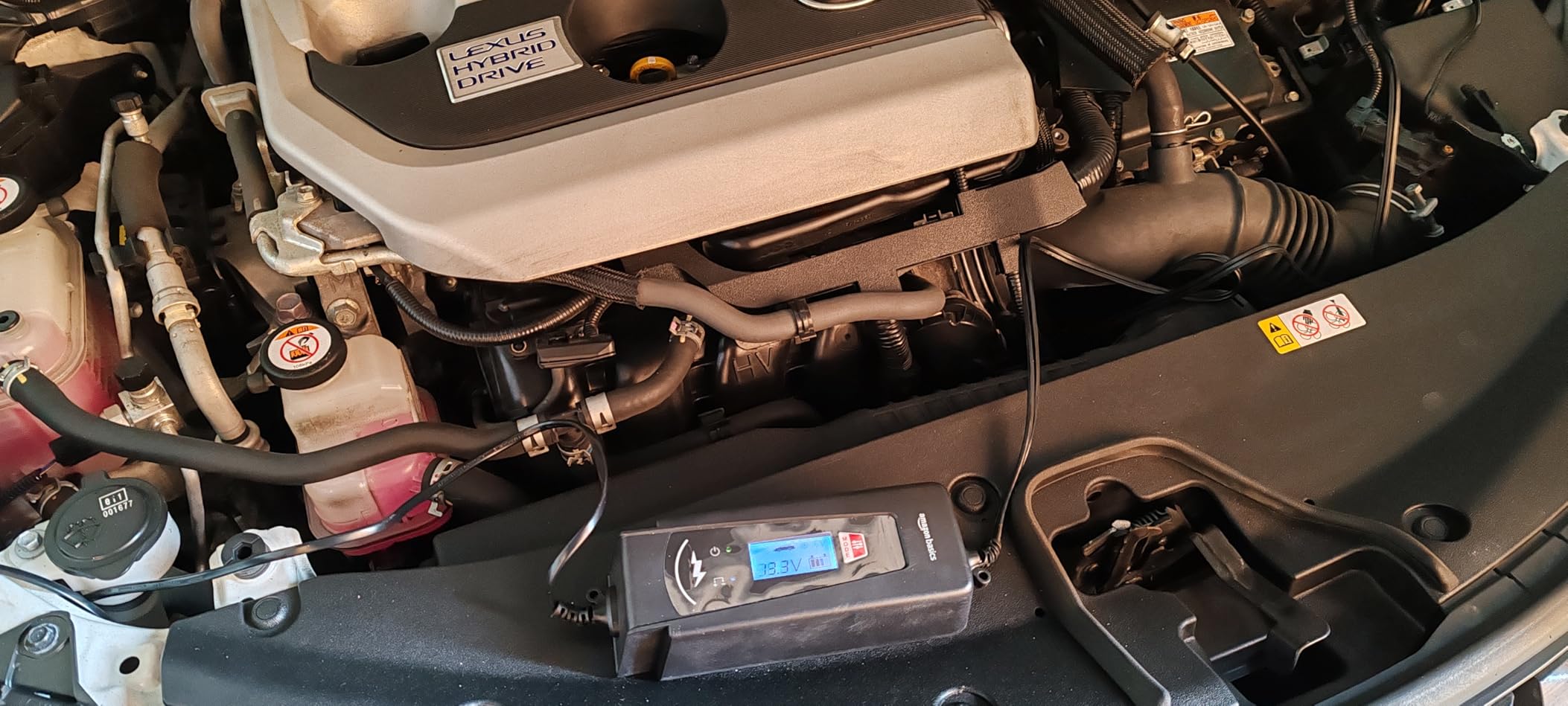 Amazon Basics Caricabatterie Auto 6V 12V 2A 4A Nero con Tester