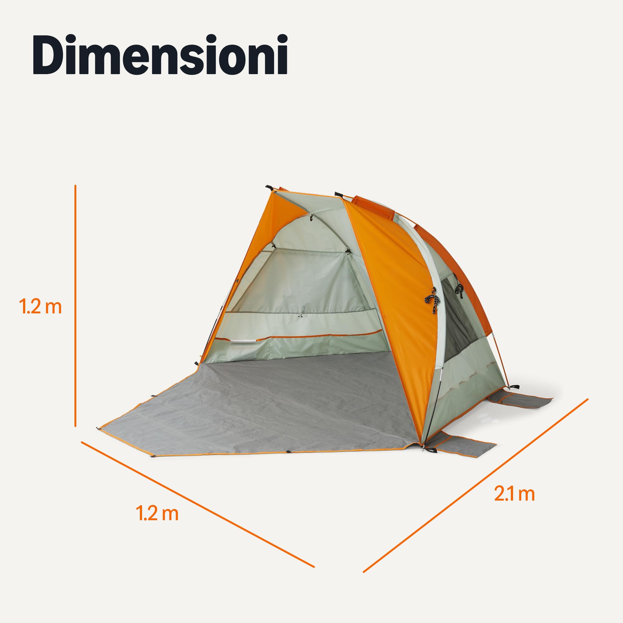Amazon Basics tenda parasole campeggio grigio arancio 2-3 posti