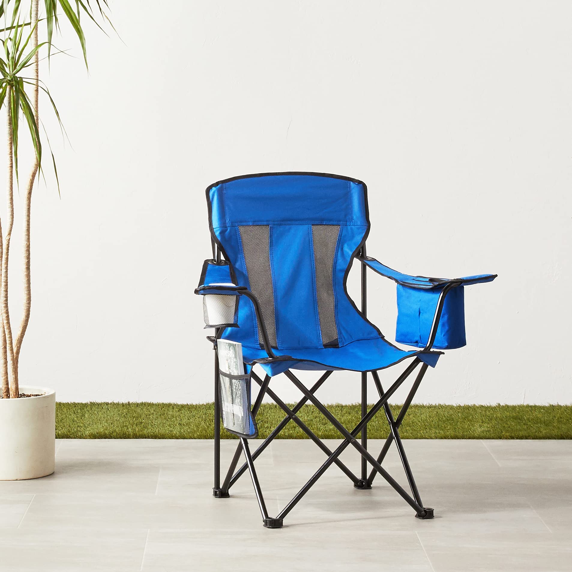 AmazonBasics Sedia da Campeggio Normale Blu in Rete