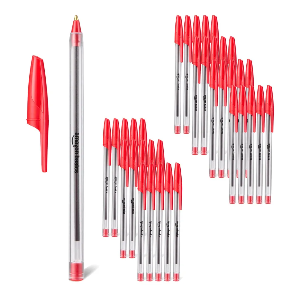 Amazon Basics Penne a Sfera 1,0 mm Rosse Confezione 36