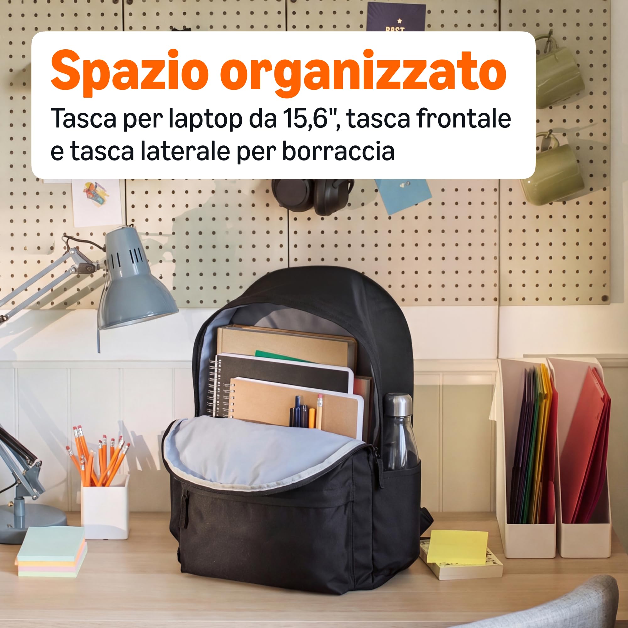 Amazon Basics Classico Zaino Nero 24 Litri Porta Laptop