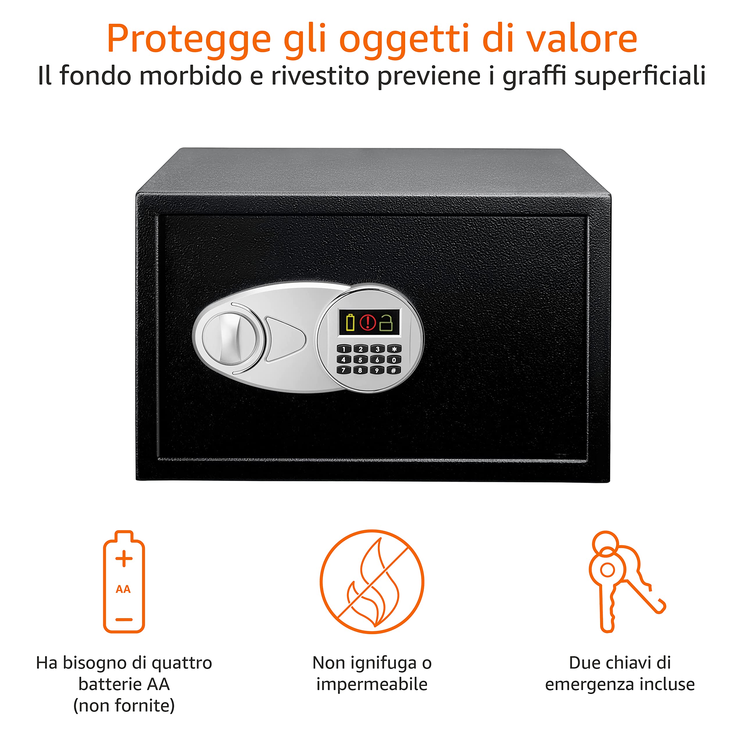 AmazonBasics Cassaforte Acciaio 34 L Nera Digitale