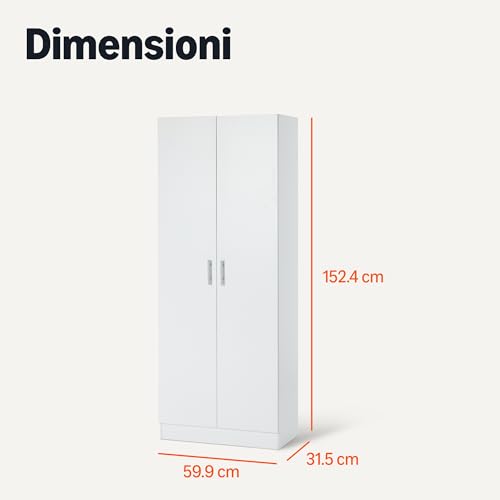 Amazon Basics Armadio Dispensa Bianco 2 Ante 60x31,5x152,5 cm