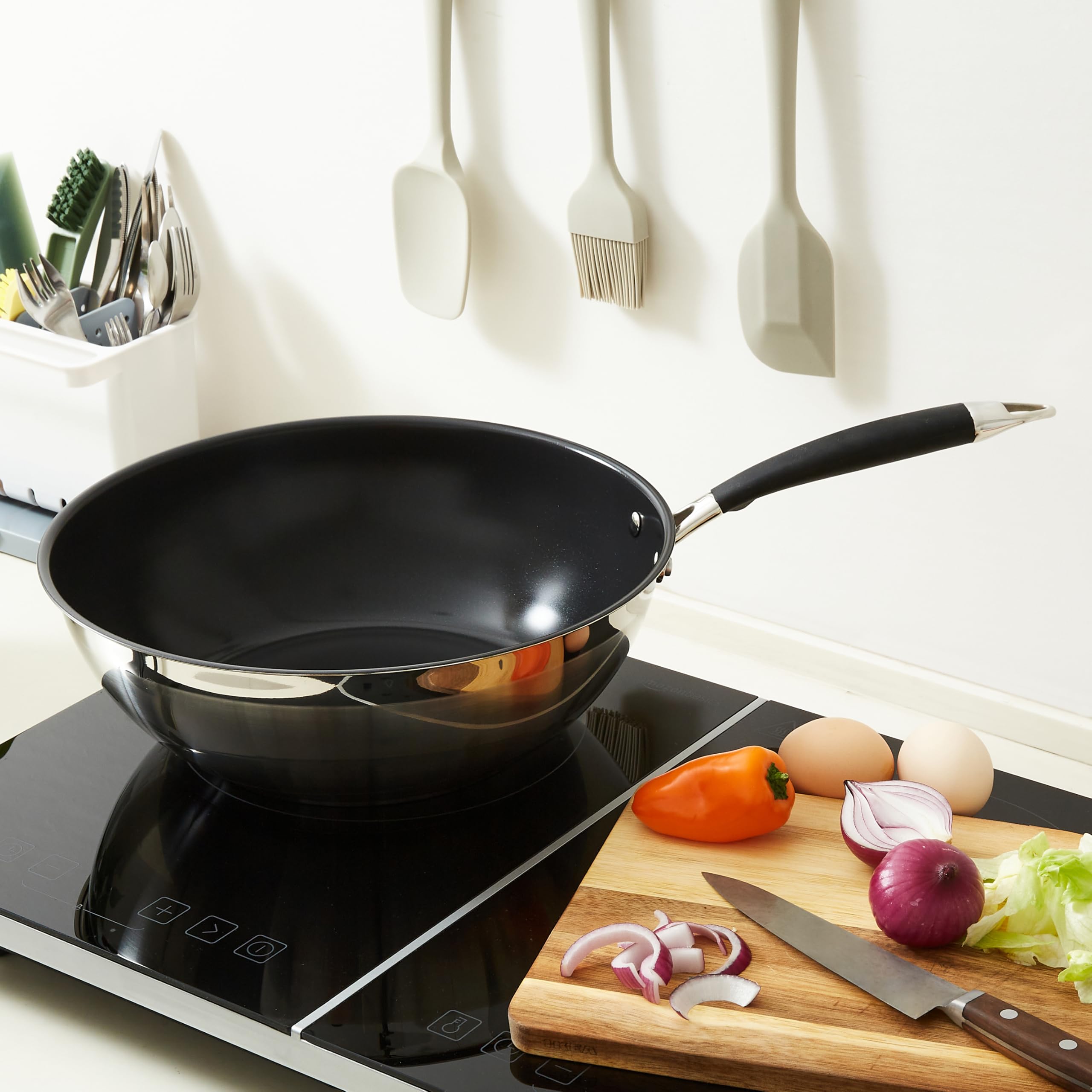 Amazon Basics Padella Wok Ceramica Antiaderente 28 cm