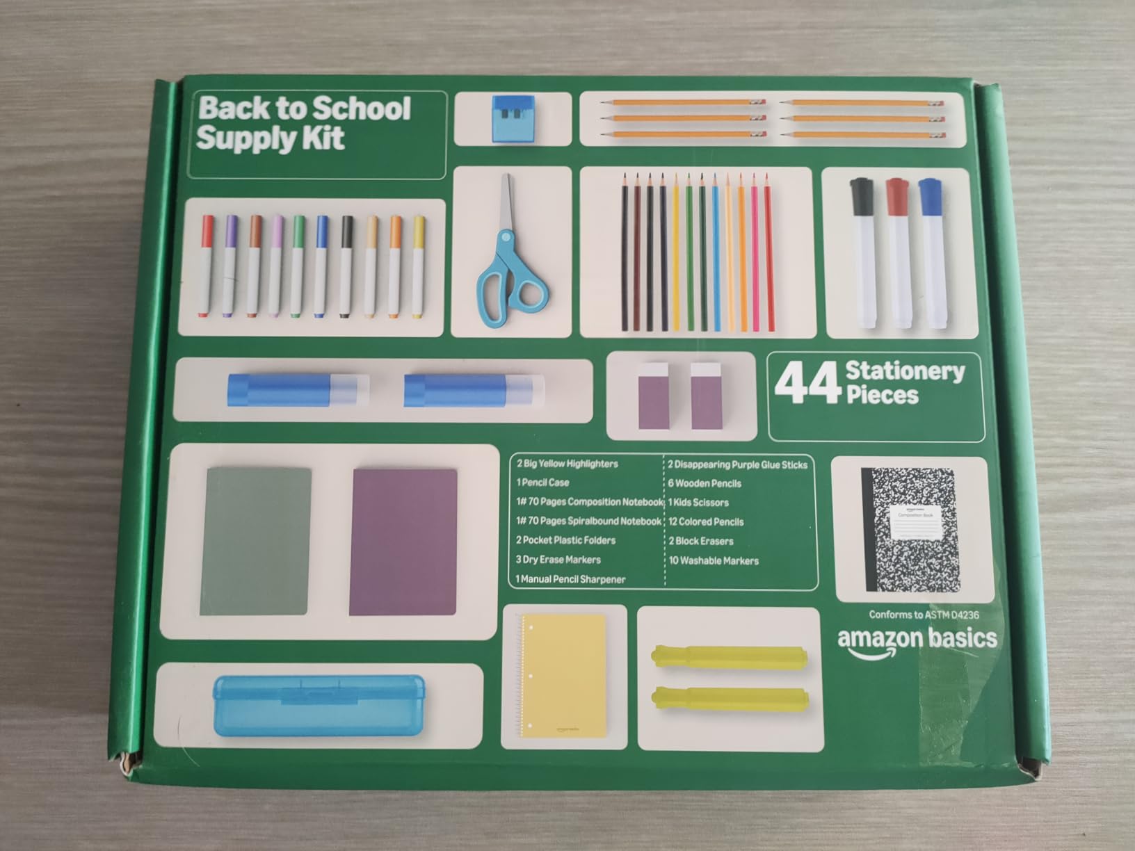 AmazonBasics Kit Scuola 44 Pezzi Multicolore Completo