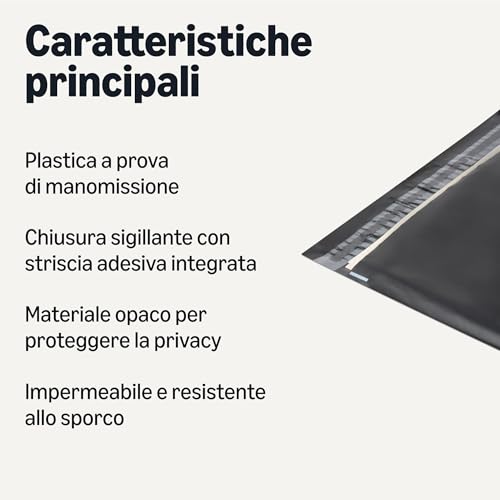 Amazon Basics Buste Spedizione Nere 25,4x33cm Confezione 100