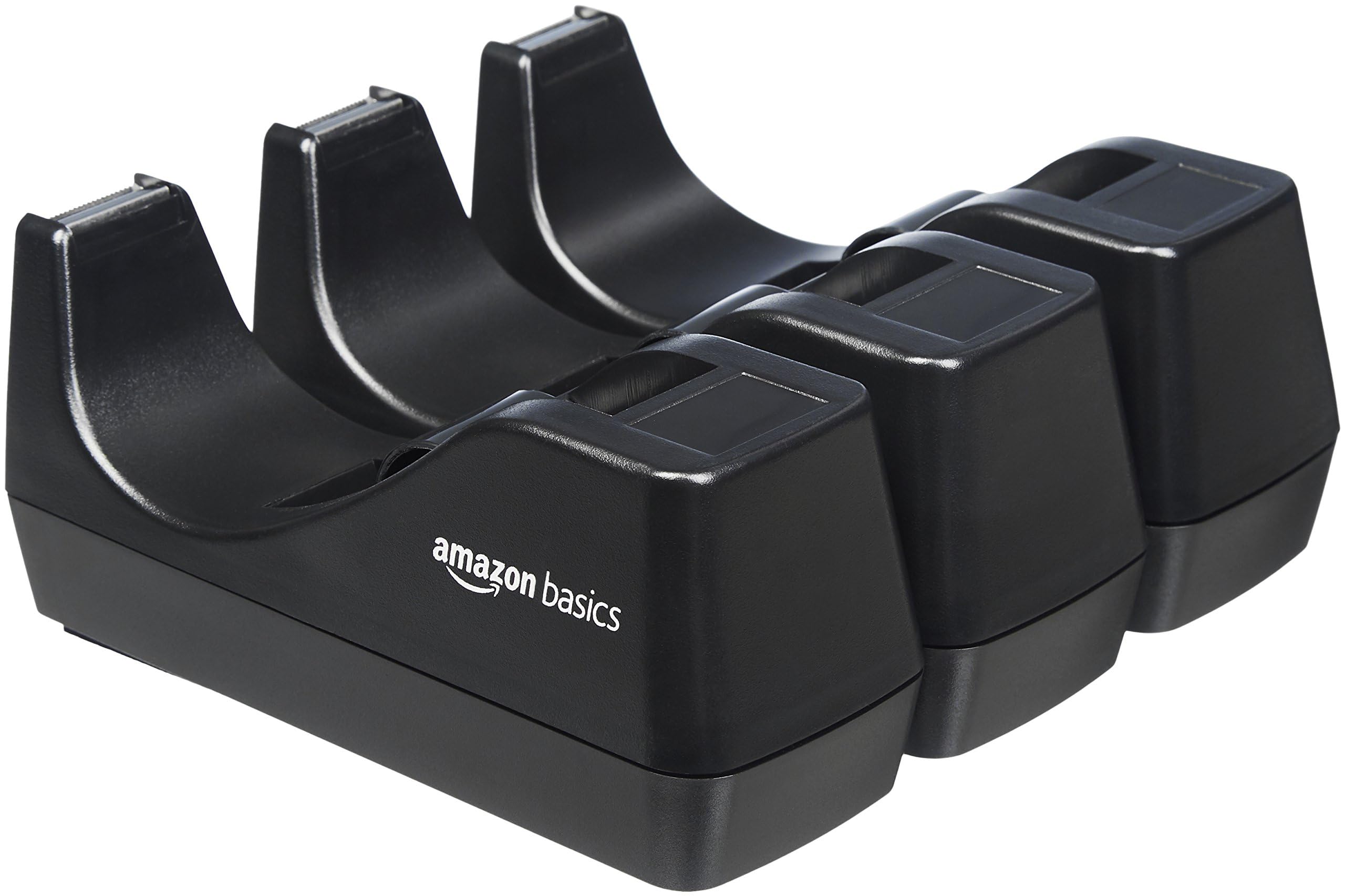 Amazon Basics Dispenser Nastro Adesivo Nero 3 Pezzi Ufficio
