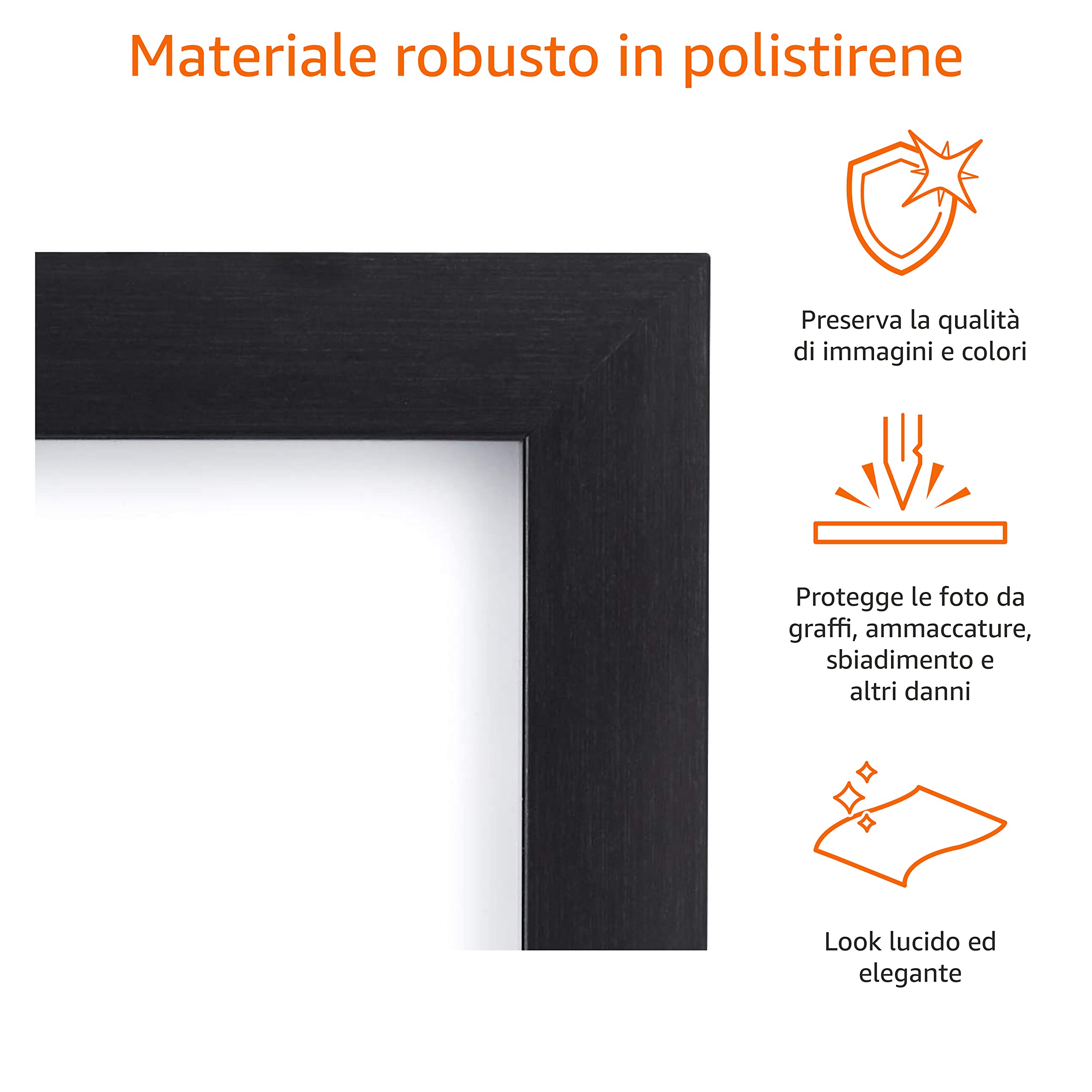 Amazon Basics Cornice Foto 20x25 cm Nero 2 Pezzi Vetro