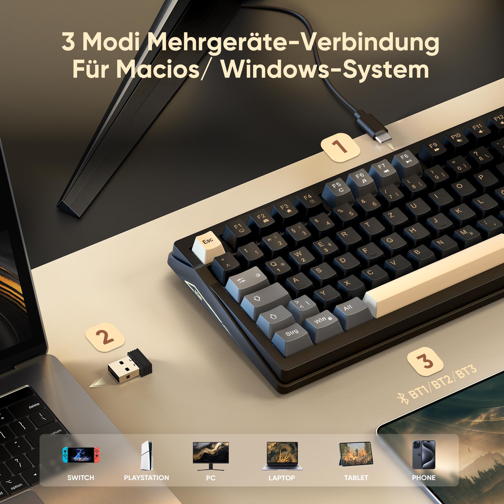 RedThunder K95-BGP tastiera gaming wireless QWERTZ RGB