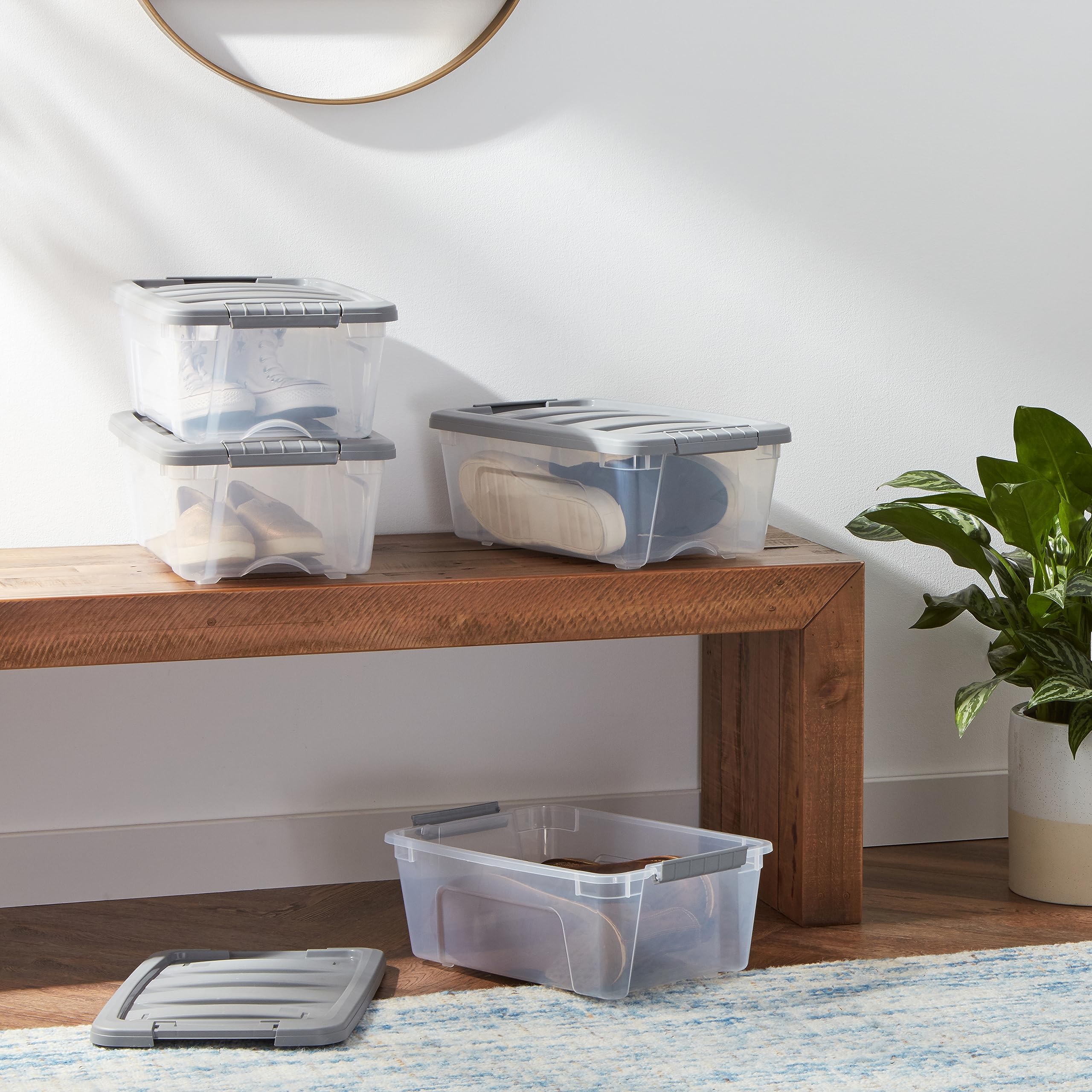 AmazonBasics Contenitori Plastica 12 L x6 Trasparenti Impilabili