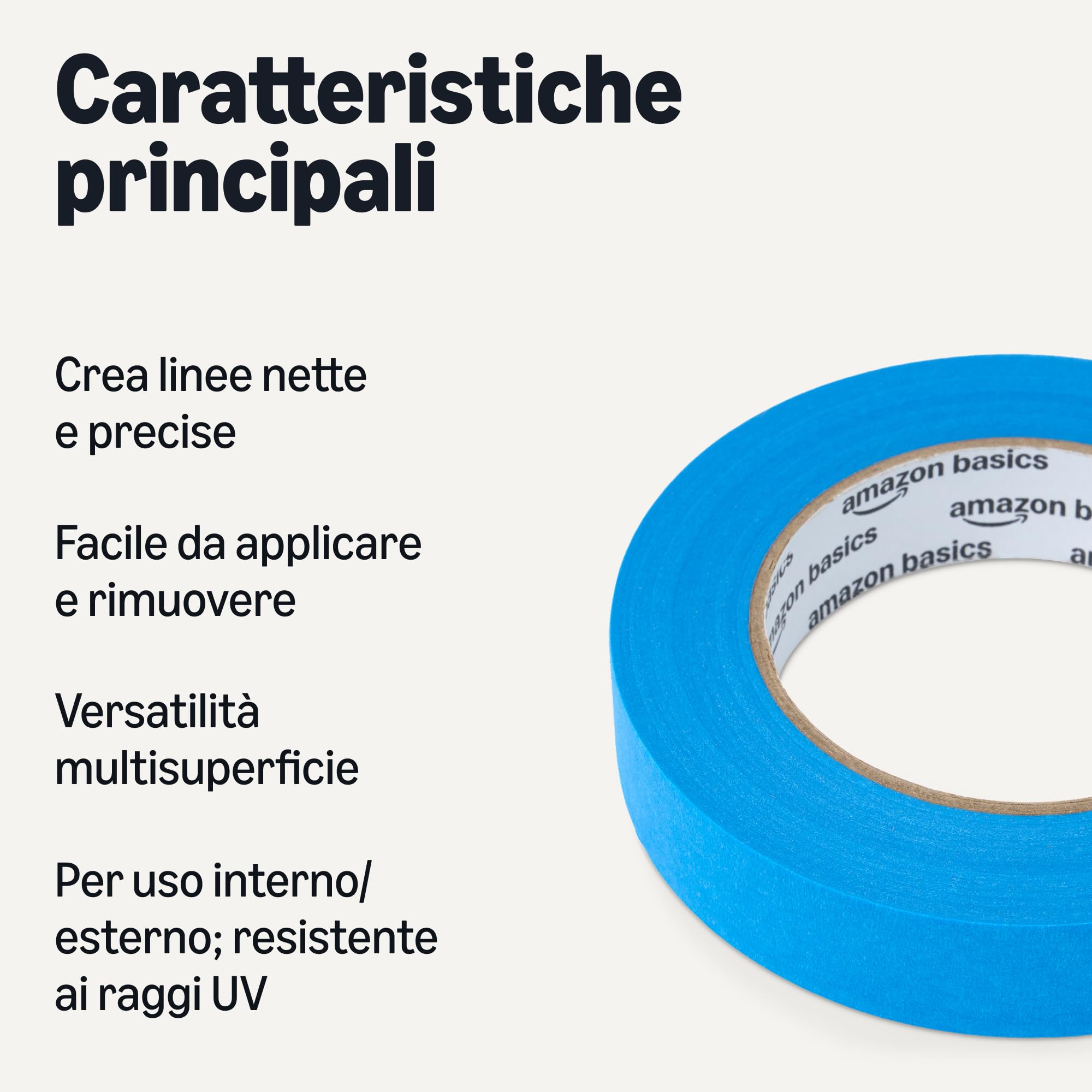 Amazon Basics Nastro Pittura Blu 2,3cmx55m 4 Rotoli UV