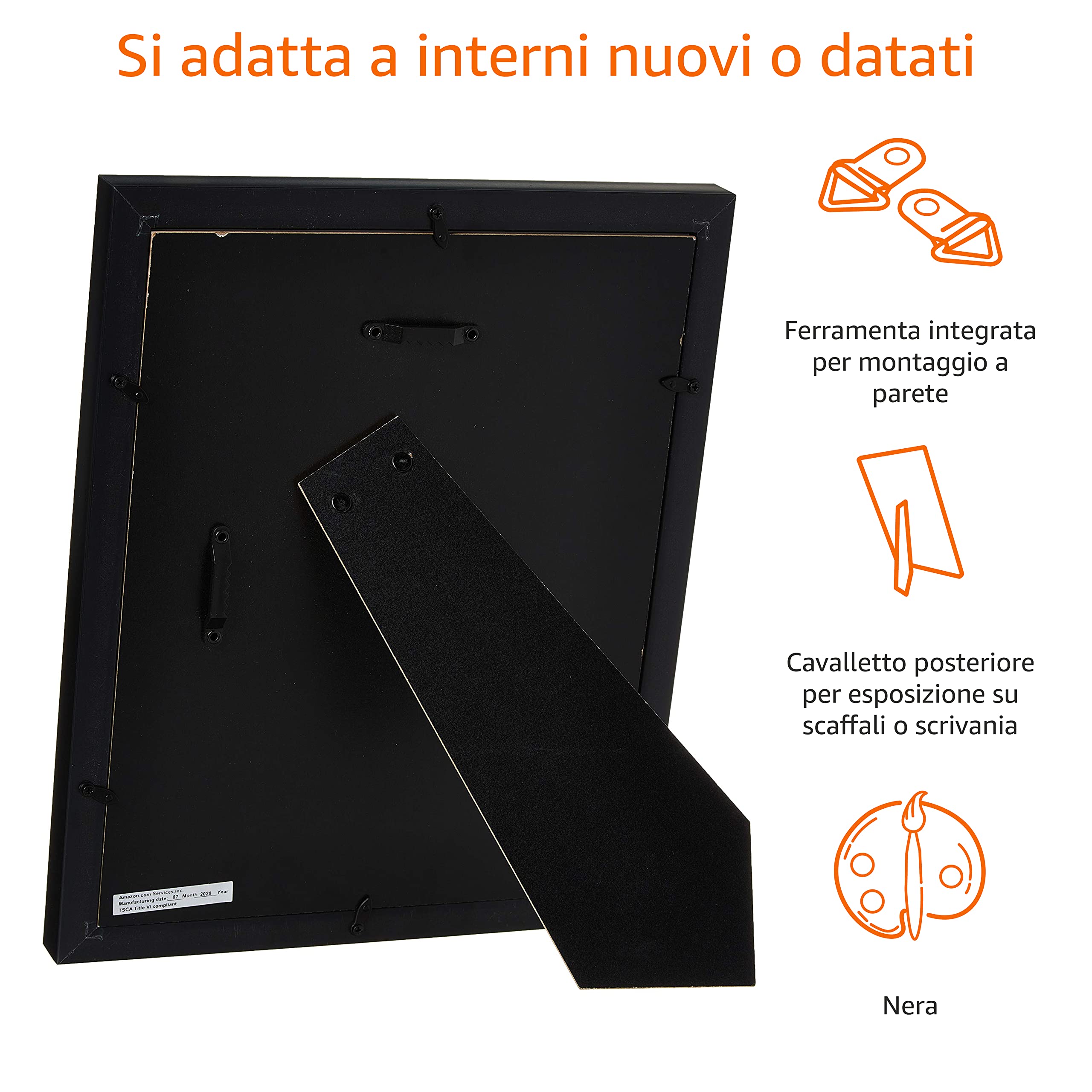 Amazon Basics Cornice Foto 20x25 cm Nero 2 Pezzi Vetro