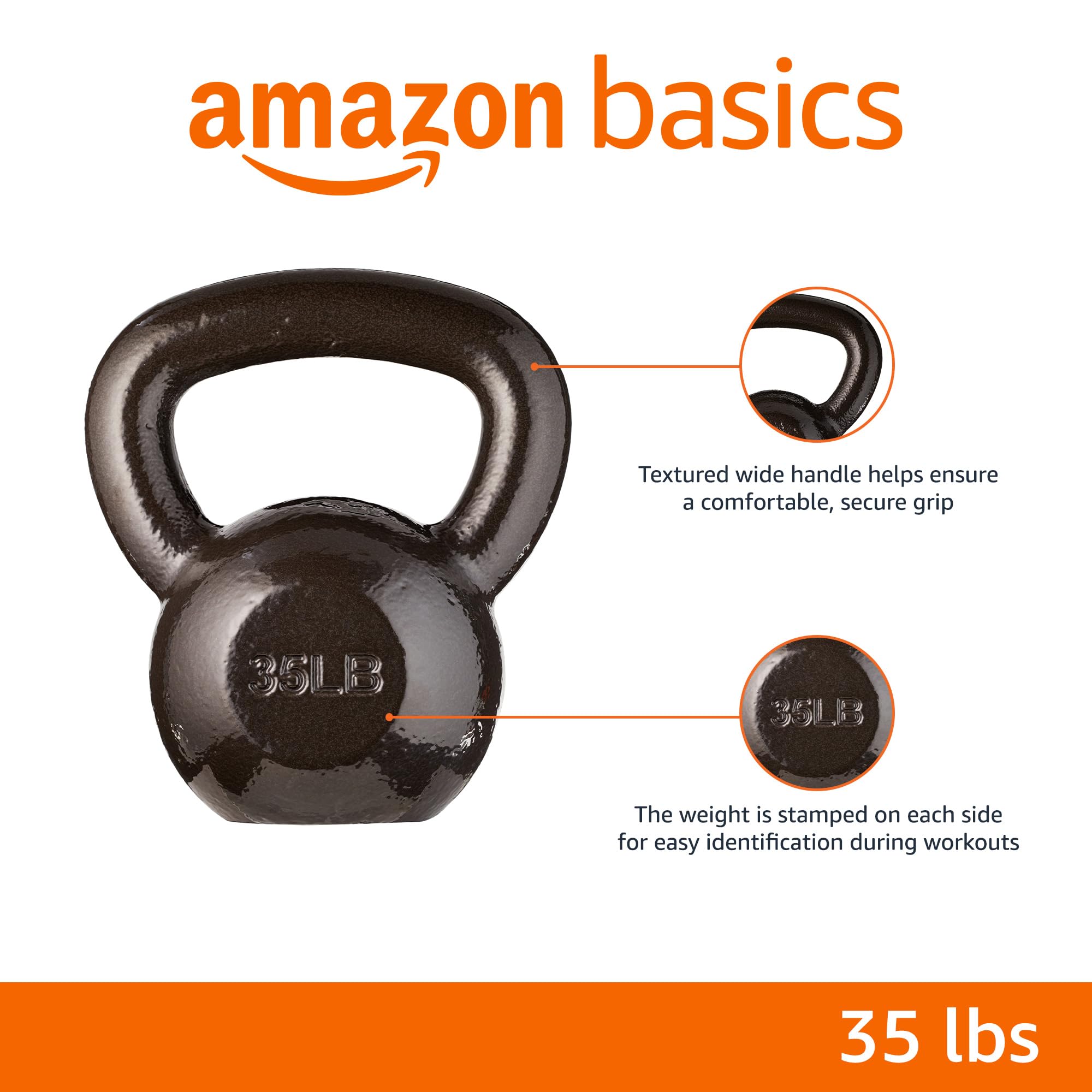 AmazonBasics kettlebell ghisa 35 lb manico largo