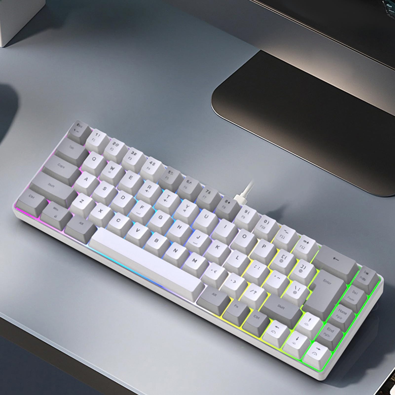 Elprico tastiera gaming 68 tasti RGB bianco grigio USB anti-ghost