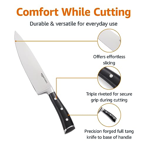 Amazon Basics coltello da chef 20 cm 8 pollici tre rivetti