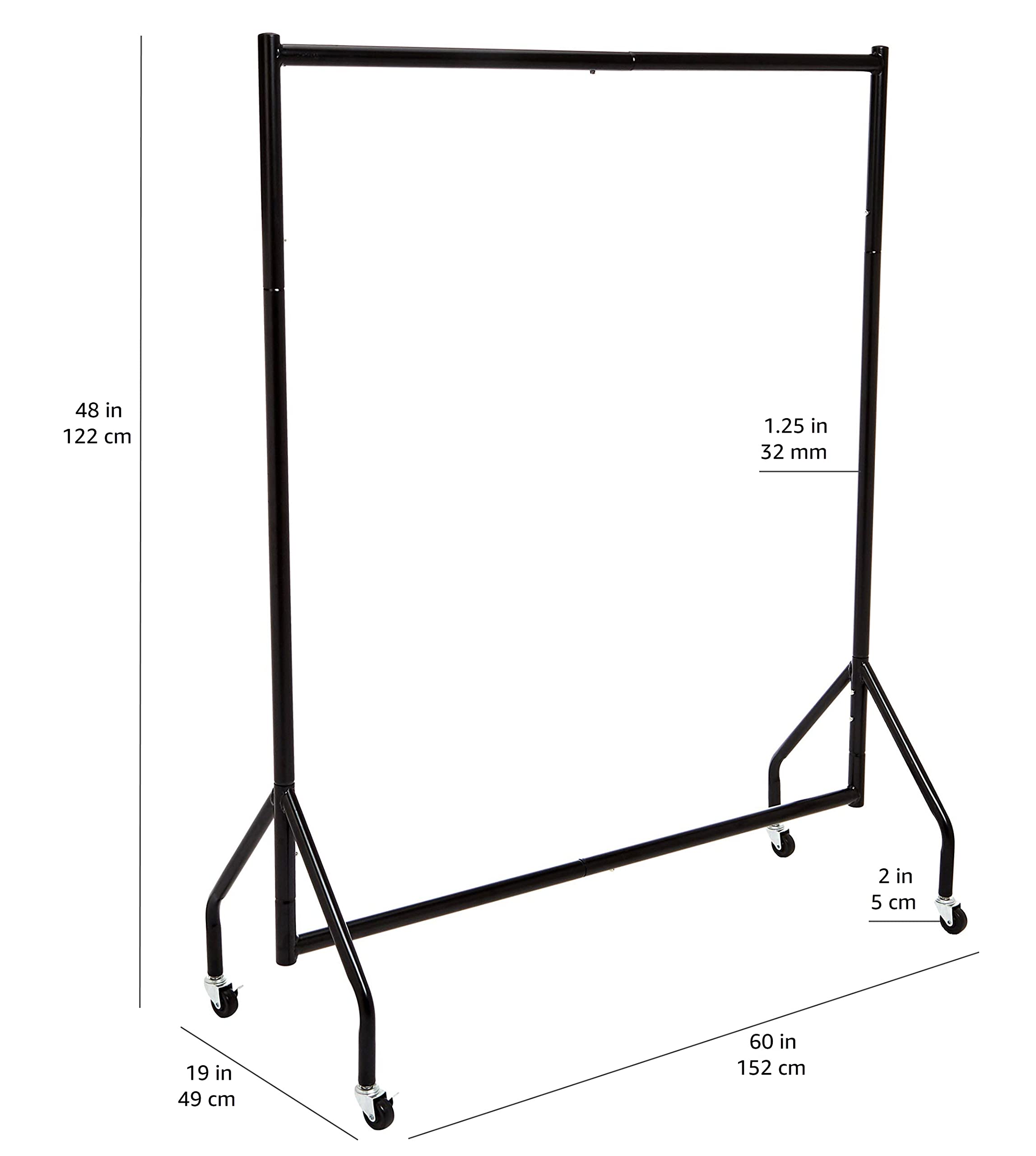 Amazon Basics Stand Appendiabiti 1,21 x 1,52 m Nero Acciaio