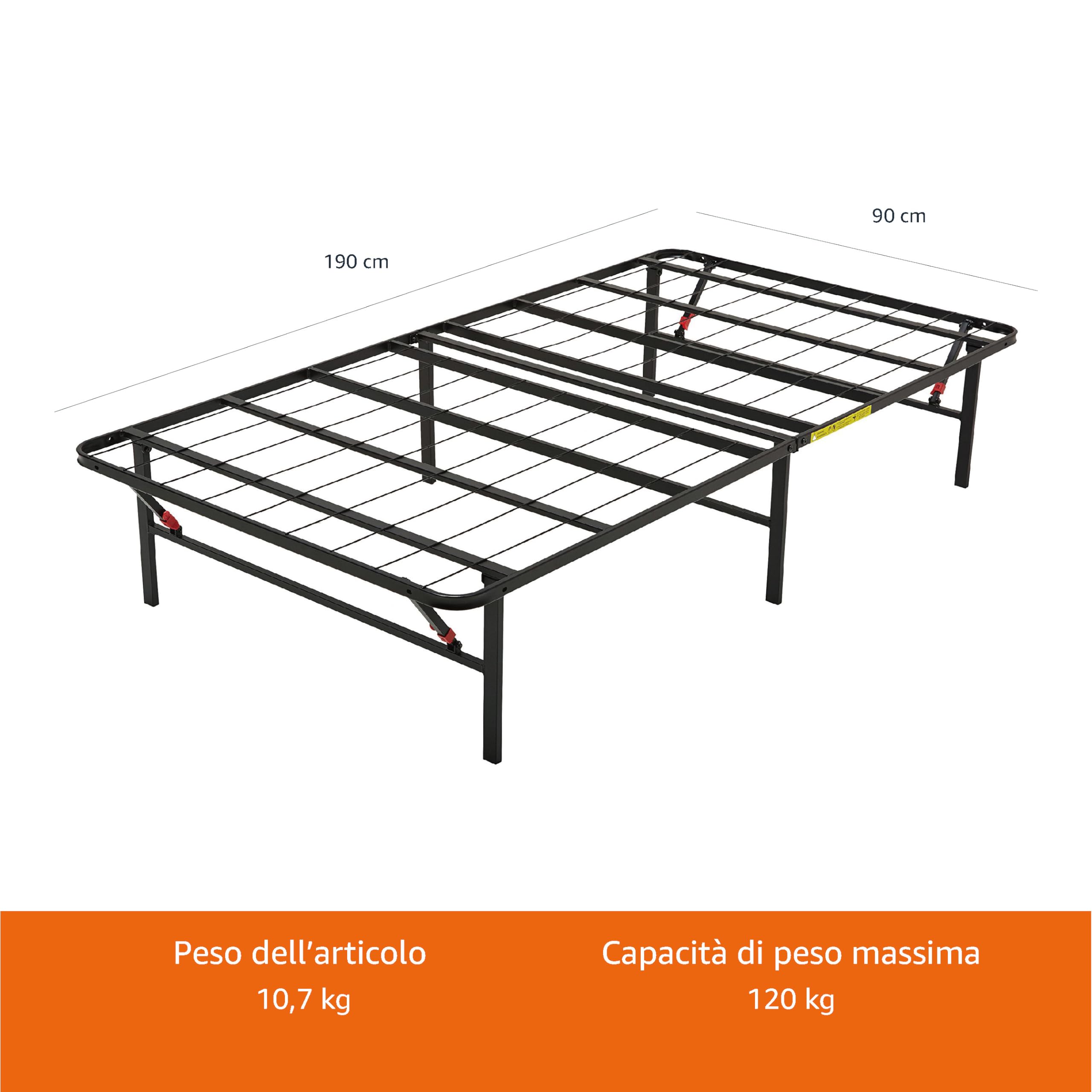 AmazonBasics Base Materasso 90x190 Nero Acciaio
