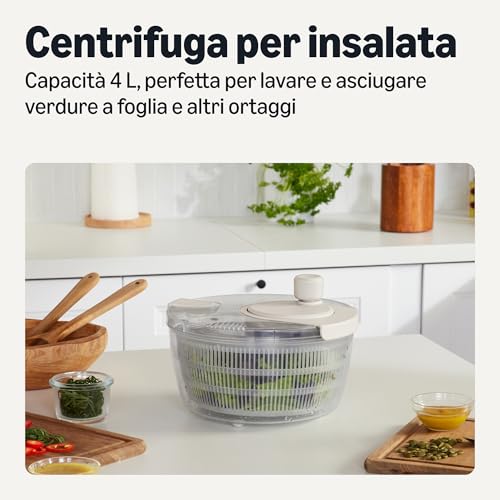 Amazon Basics centrifuga insalata 4L grigio lino senza BPA