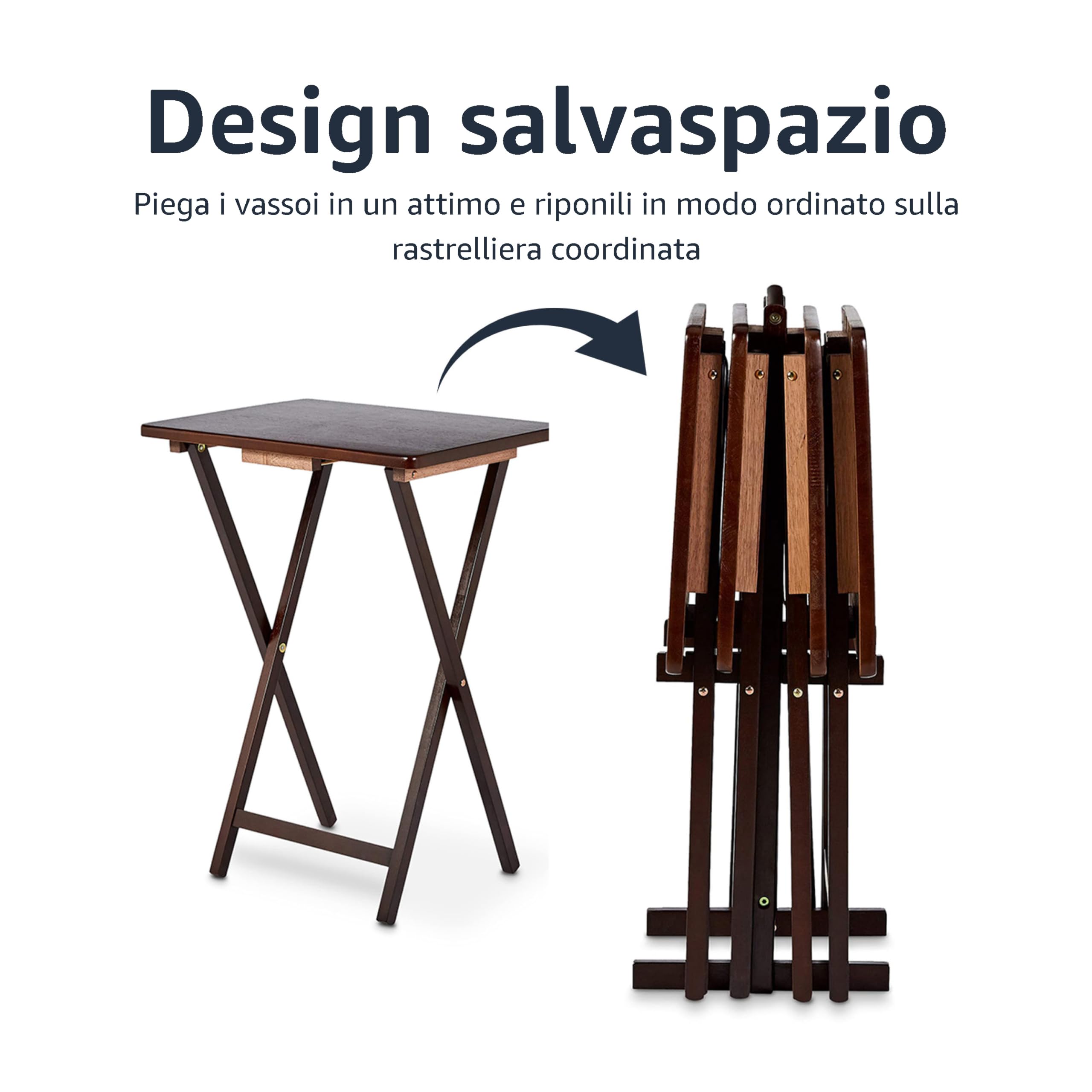 Amazon Basics Tavolini Pieghevoli Legno Set 4 pezzi marrone espresso