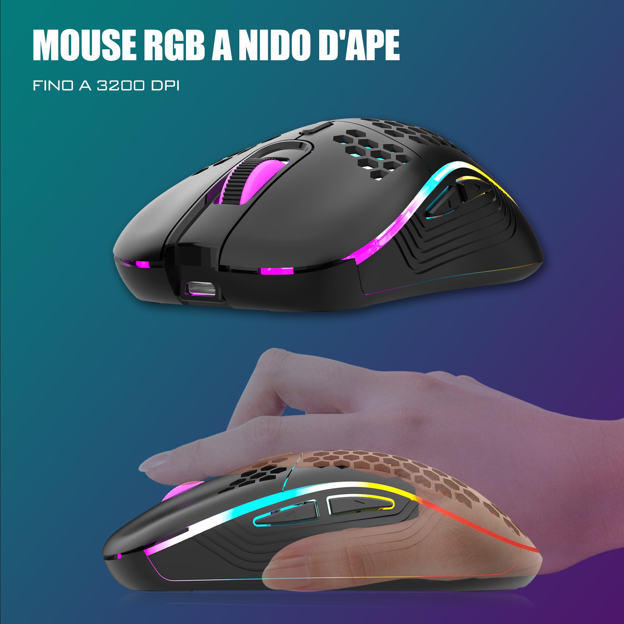 RedThunder K84 Kit Tastiera Mouse Gaming Wireless IT Retroilluminato