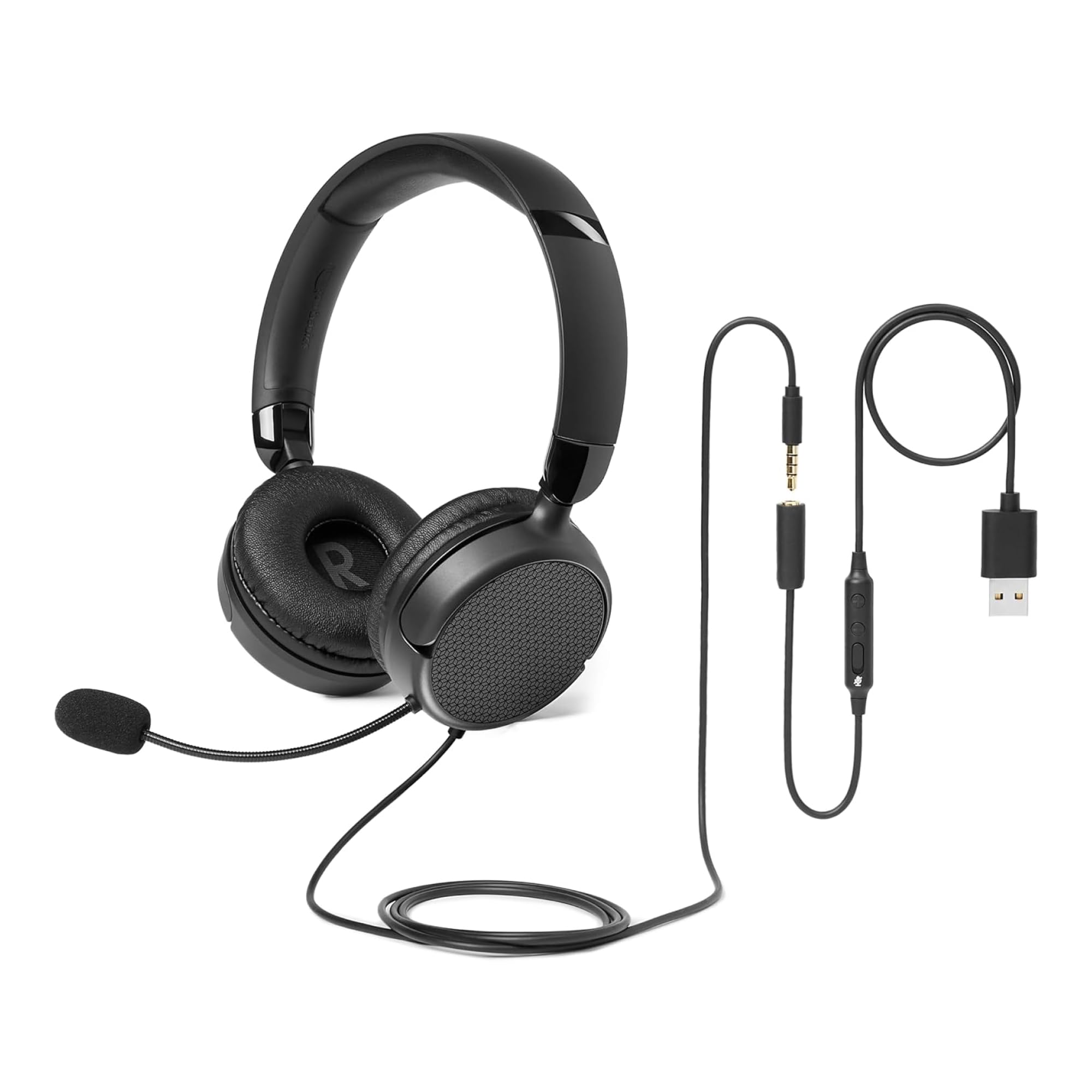 Amazon Basics Cuffie Cablate con Microfono Nere USB 3,5 mm