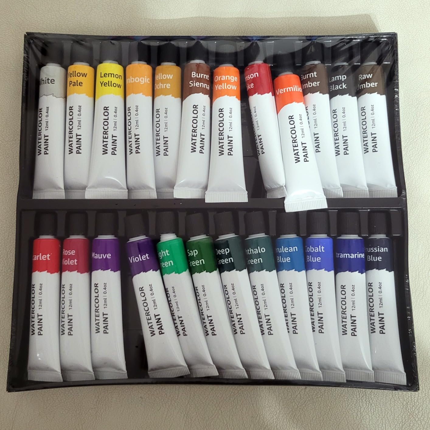 AmazonBasics Acquerelli 24 Tubetti 12 ml Colori Assortiti