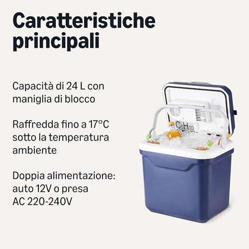 AmazonBasics Frigorifero Portatile 24L Blu Freddo Caldo
