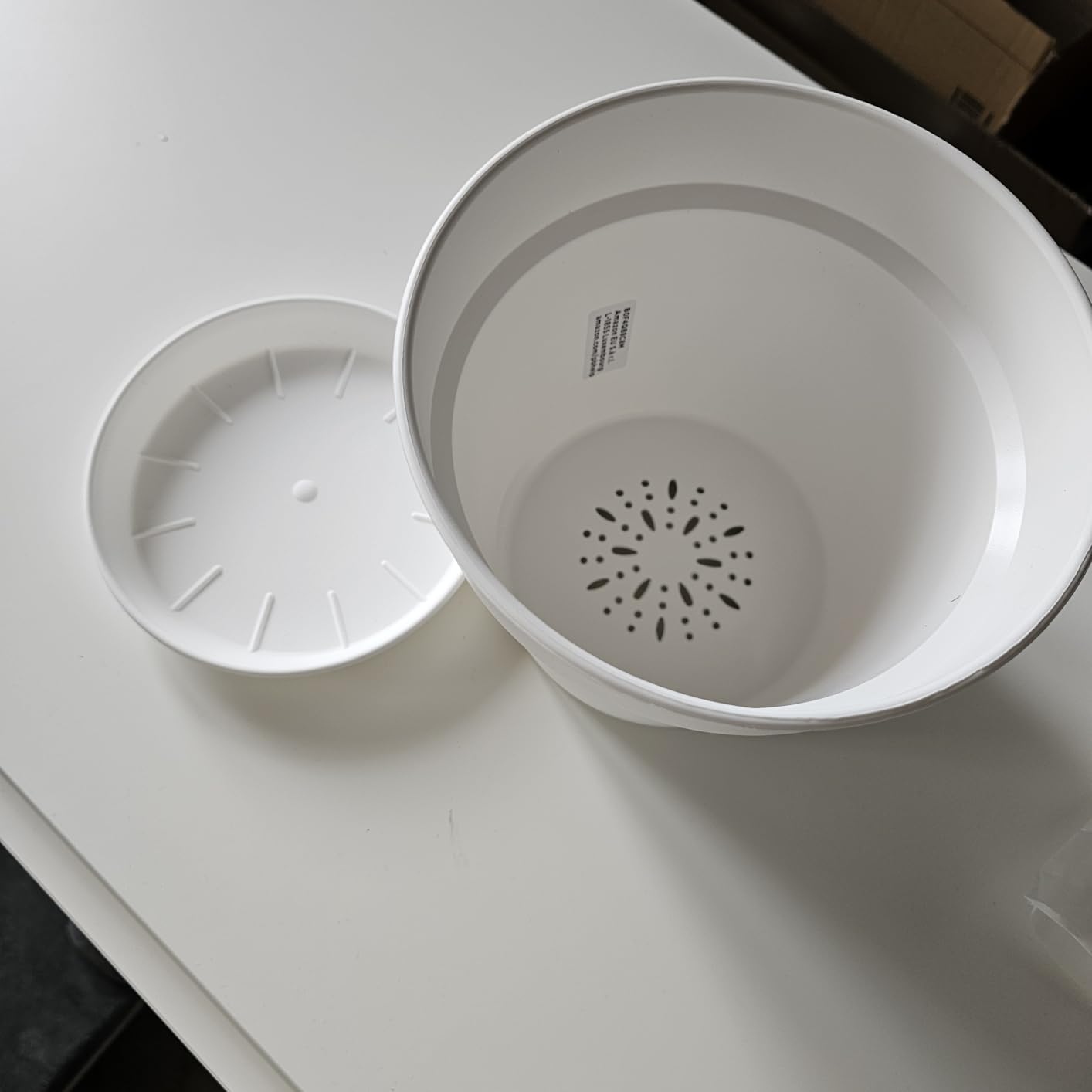 Amazon Basics vaso per piante 20,3 cm bianco con sottovaso