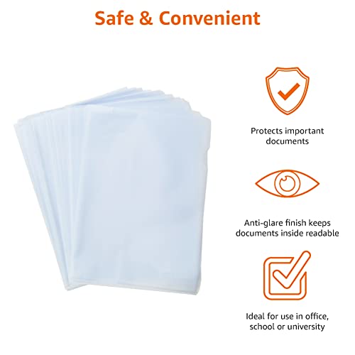 AmazonBasics Cartellina Portadocumenti A4 90 Micron 100 Pezzi Antiriflesso