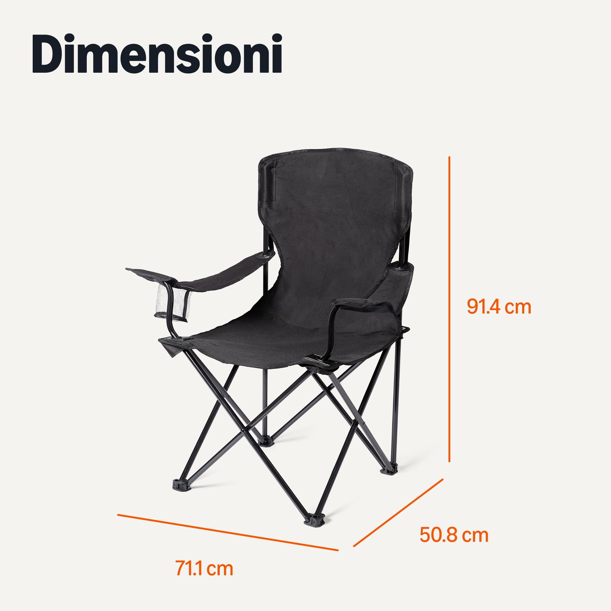 Amazon Basics Sedie Campeggio Pieghevoli Nere 2 Pezzi Acciaio