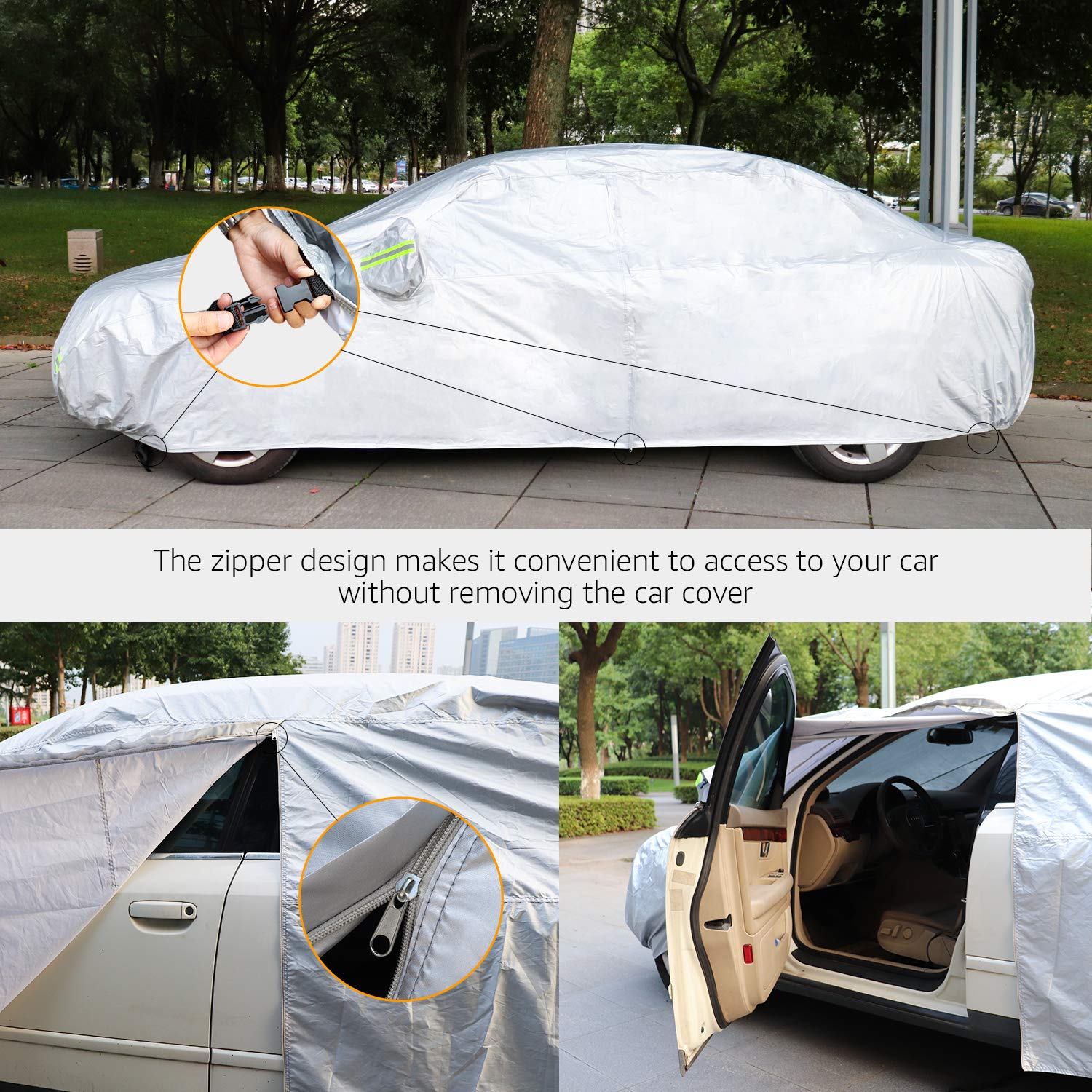AmazonBasics Telo Copriauto Berlina 460 cm Argento Impermeabile