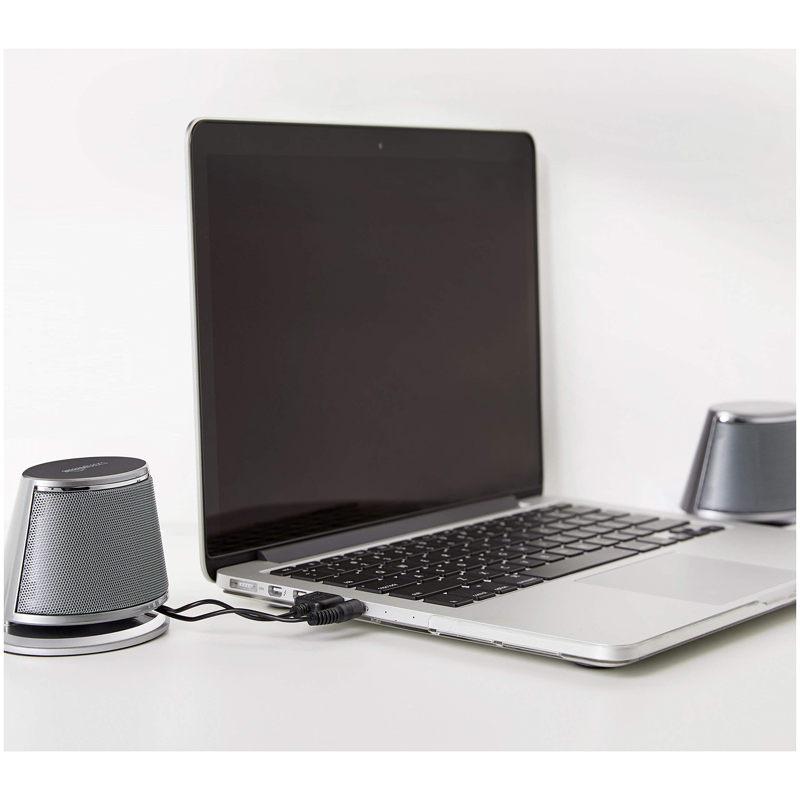 Amazon Basics Altoparlanti PC USB Argento AUX 2.0 Coppia