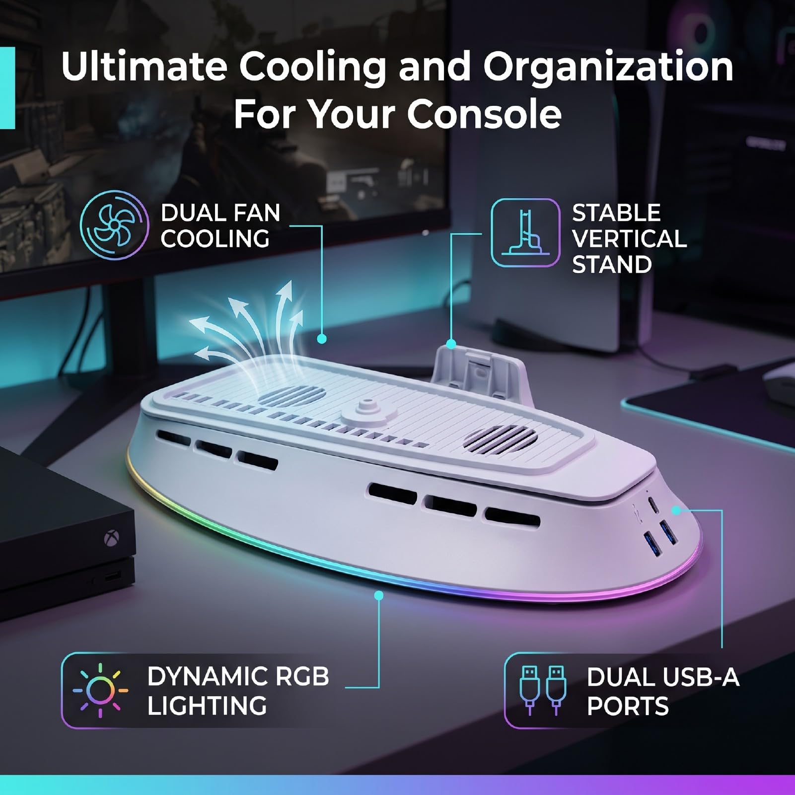 Elprico Slim Pro supporto raffreddamento console doppia ventola
