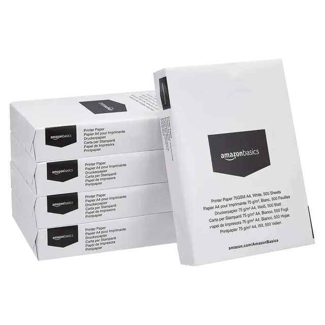 Amazon Basics Carta A4 75 g/m² 2500 Fogli Bianca Stampa