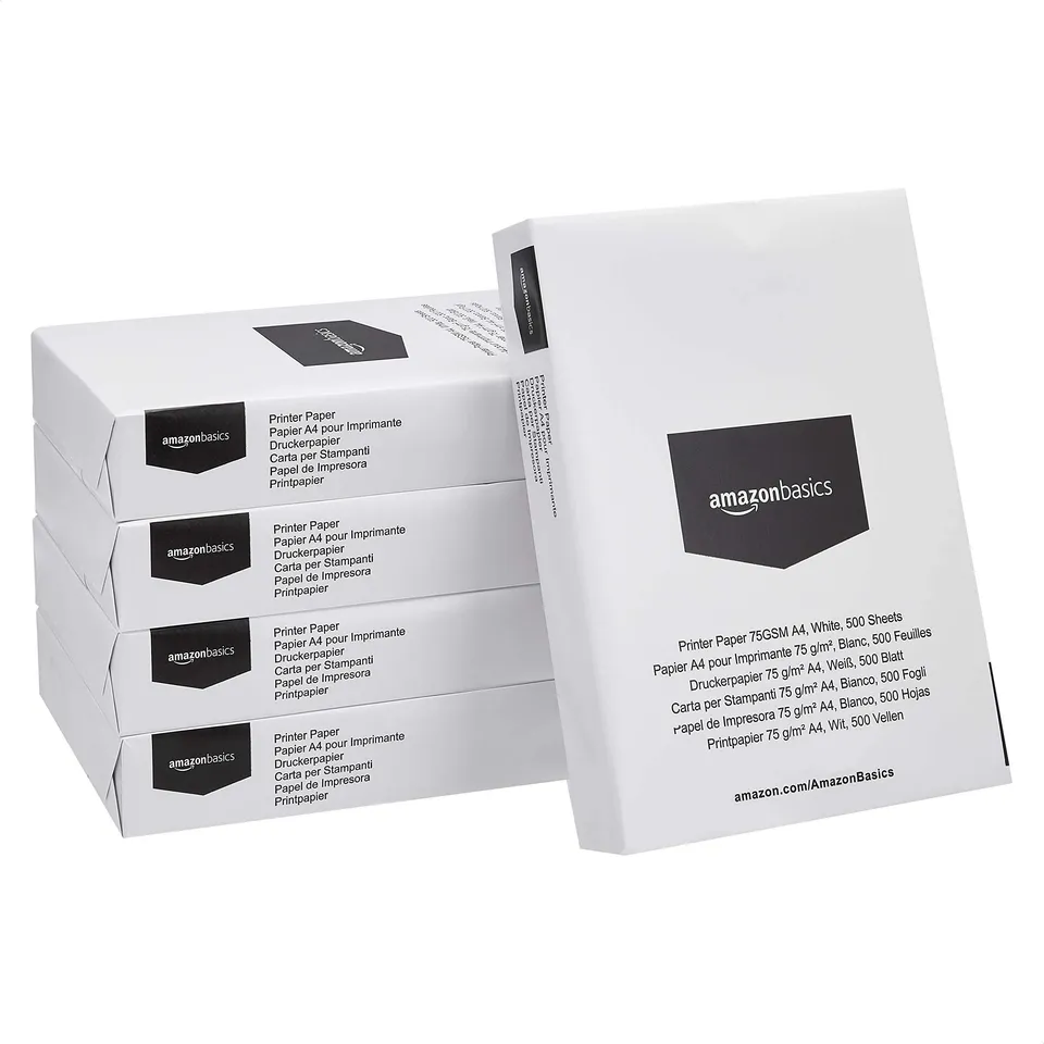 Amazon Basics Carta A4 75 g/m² 2500 Fogli Bianca Stampa