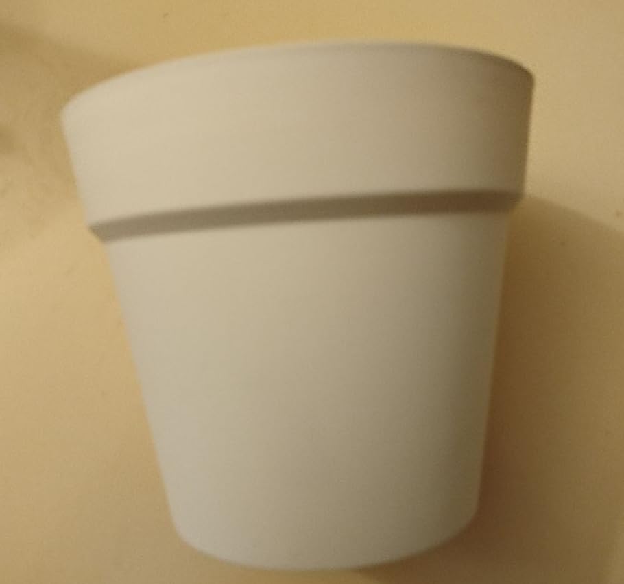 Amazon Basics Vaso per Piante Bianco 14 cm con Sottovaso