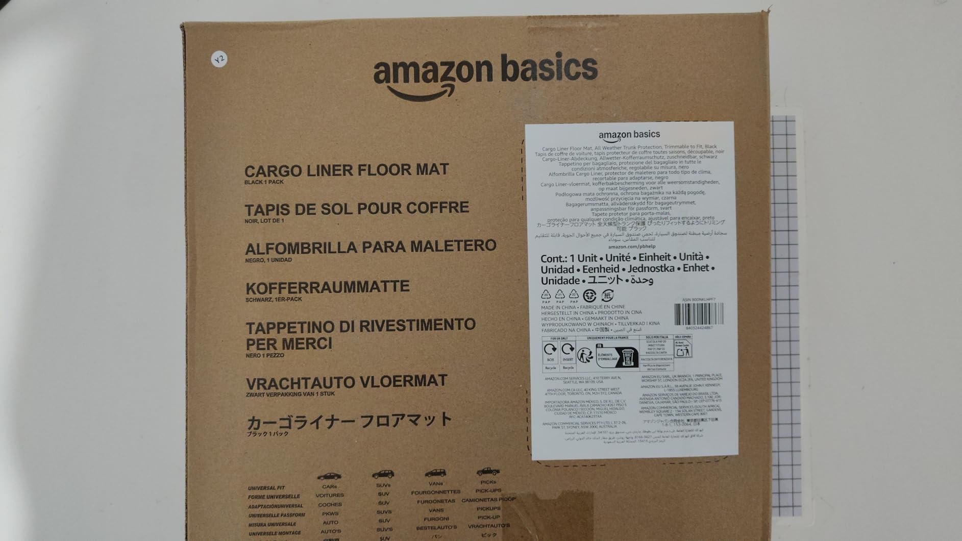 Amazon Basics tappetino bagagliaio PVC nero 132,8x94,5 cm