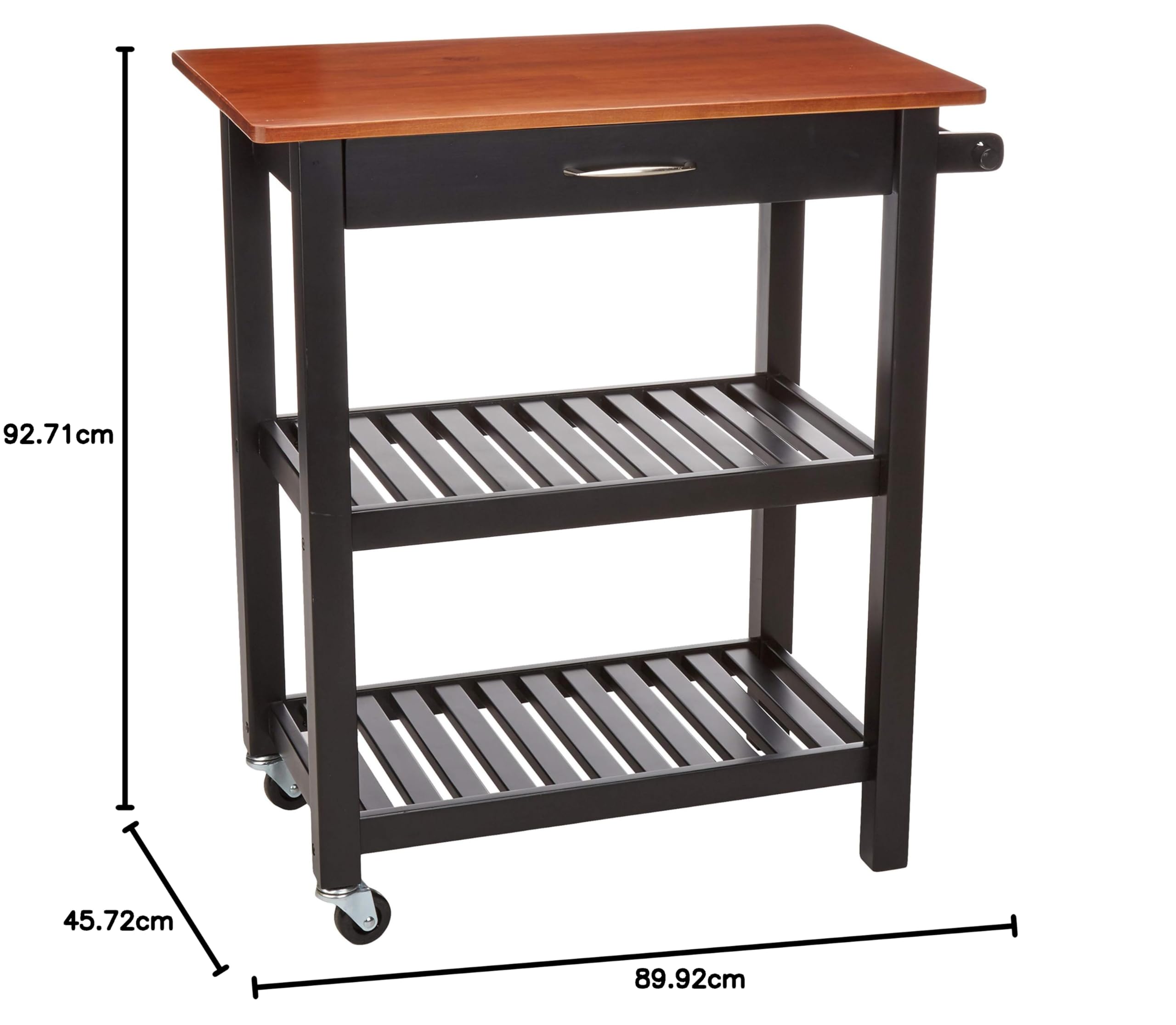 AmazonBasics Carrello Cucina con Ruote Ciliegio e Nero