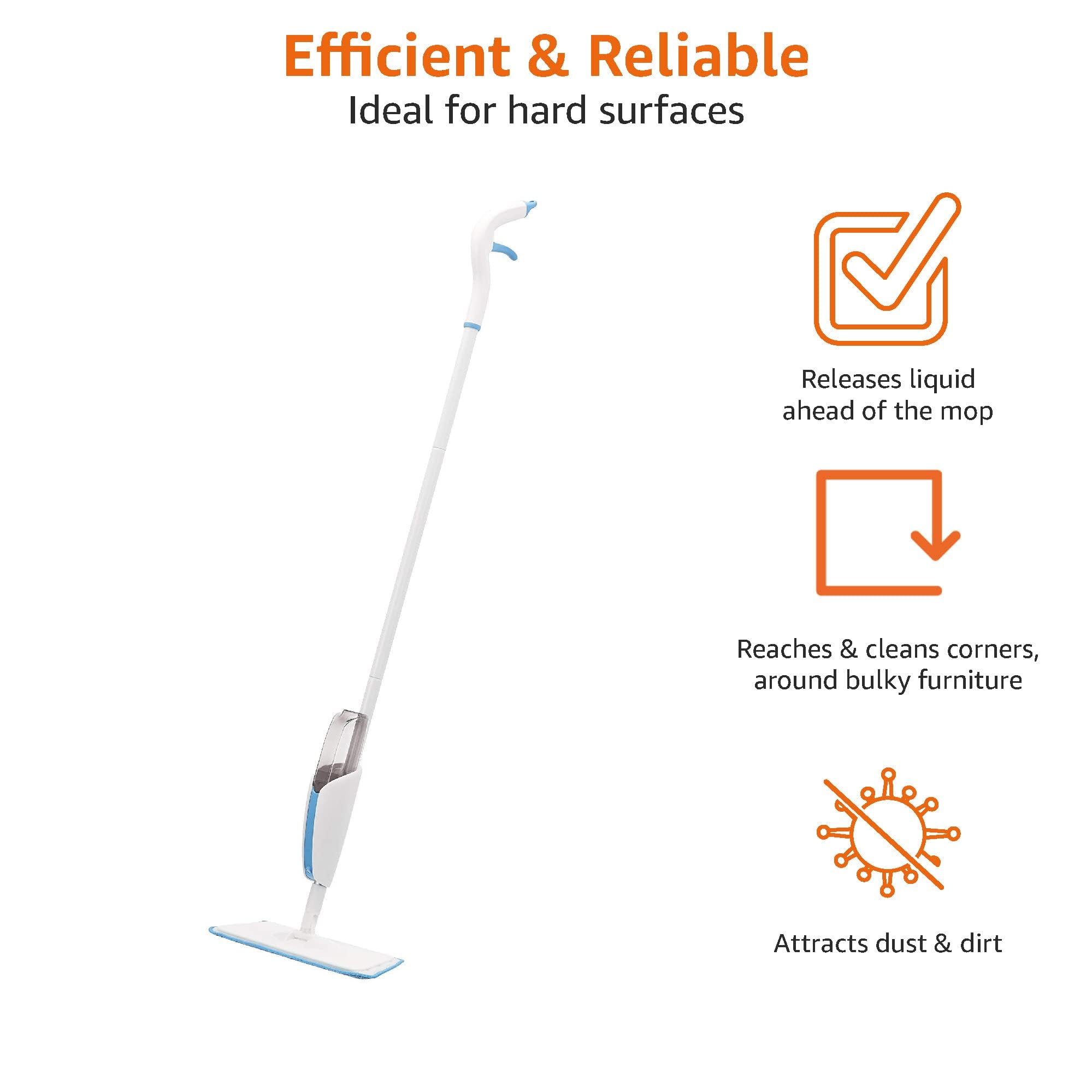 Amazon Basics Mocio Spray Blu con Panno in Microfibra