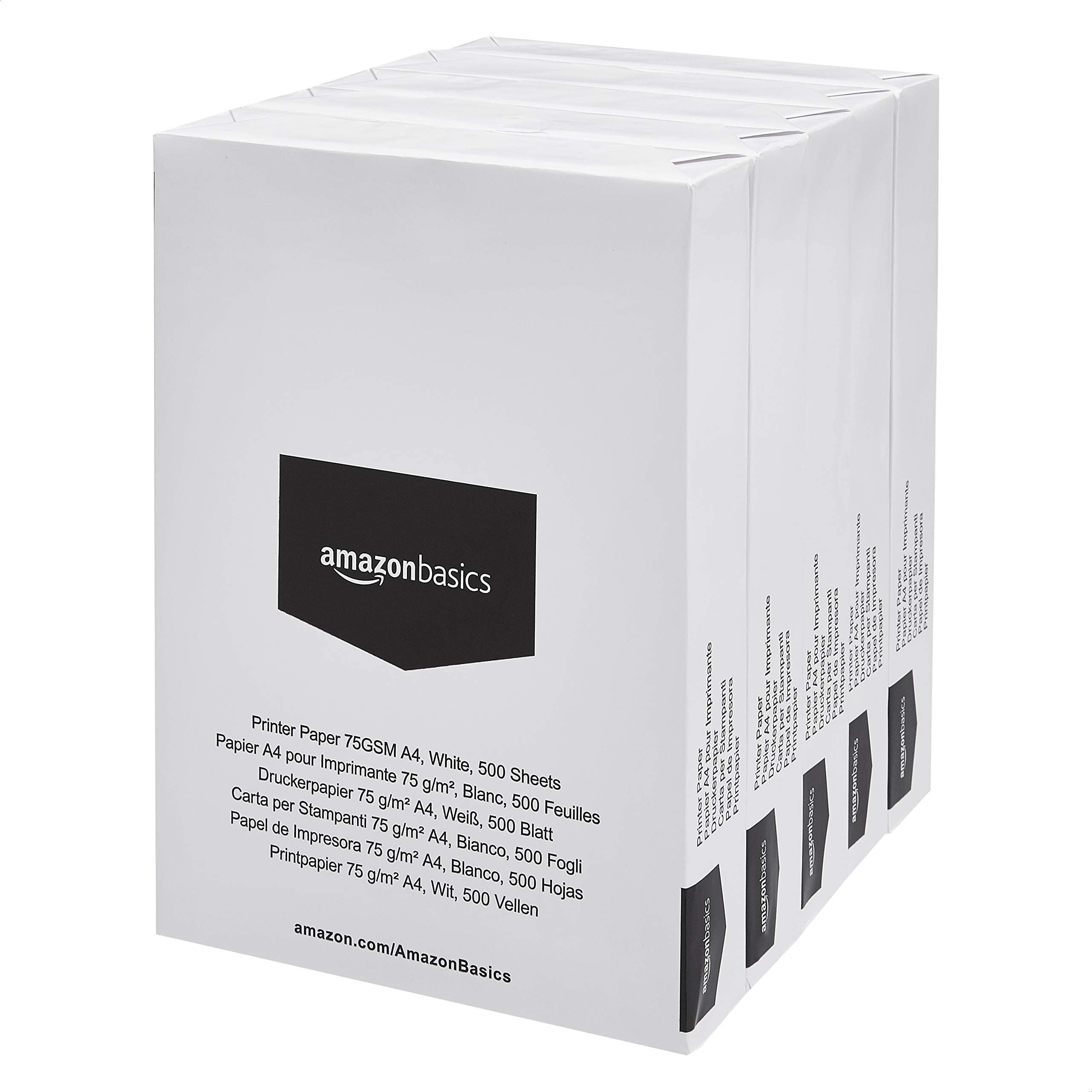 Amazon Basics Carta A4 75 g/m² 2500 Fogli Bianca Stampa