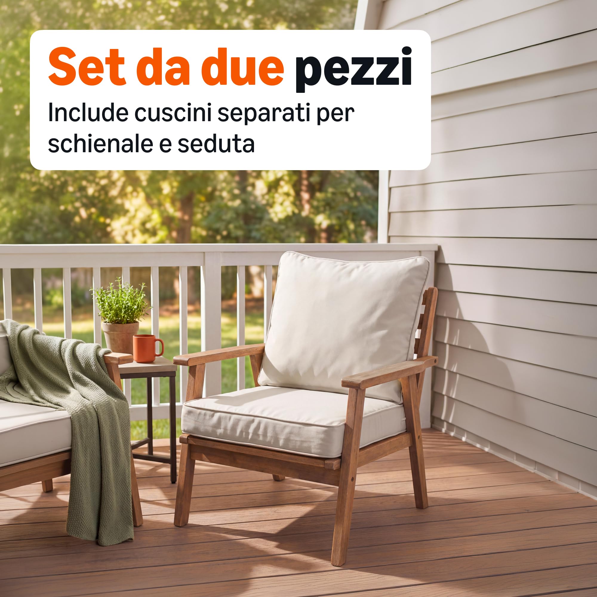 Amazon Basics Cuscino Sedia Giardino 55,9x55,9x7,6 cm Beige Singolo