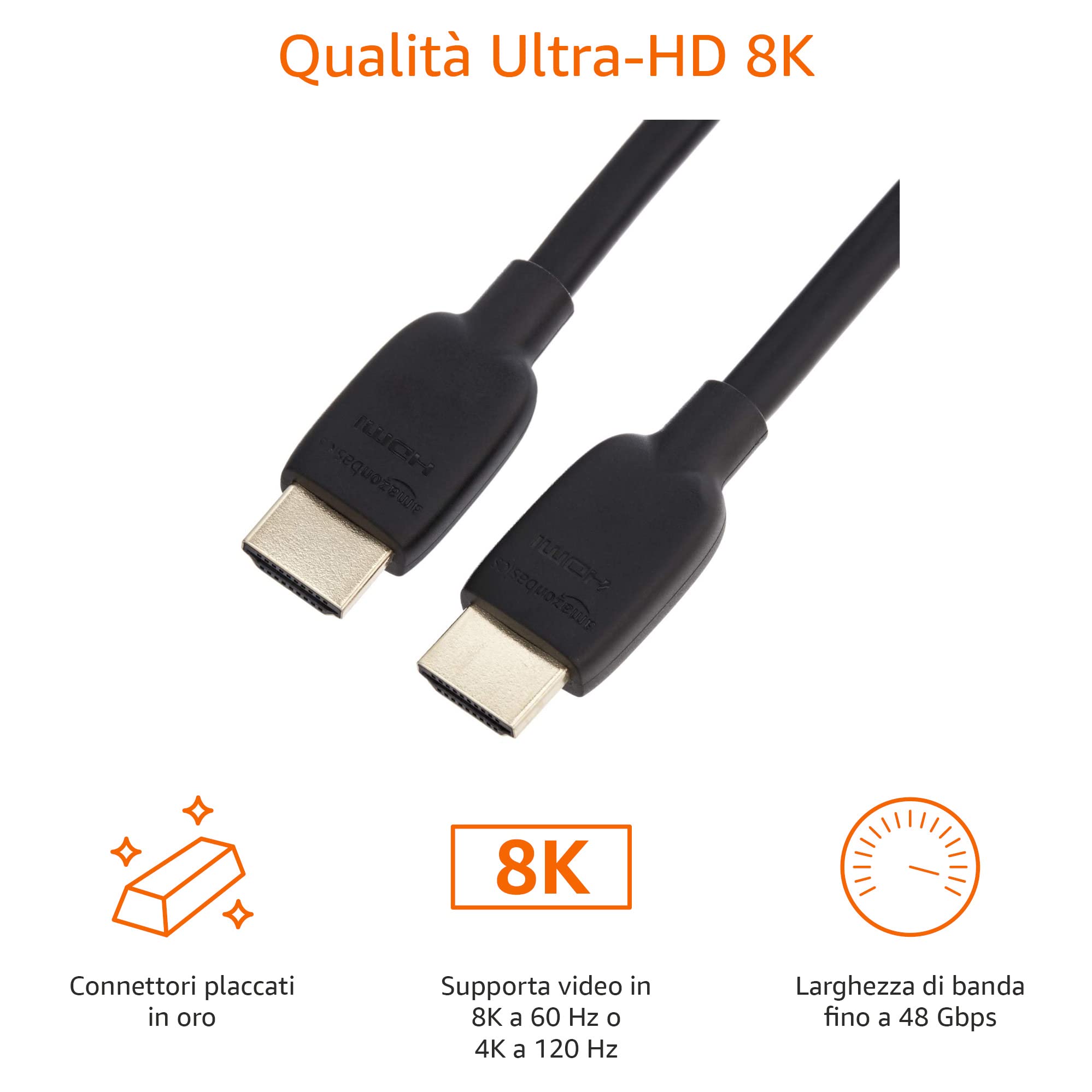 AmazonBasics Cavo HDMI 2.1 8K 1,8 m 48Gbps nero