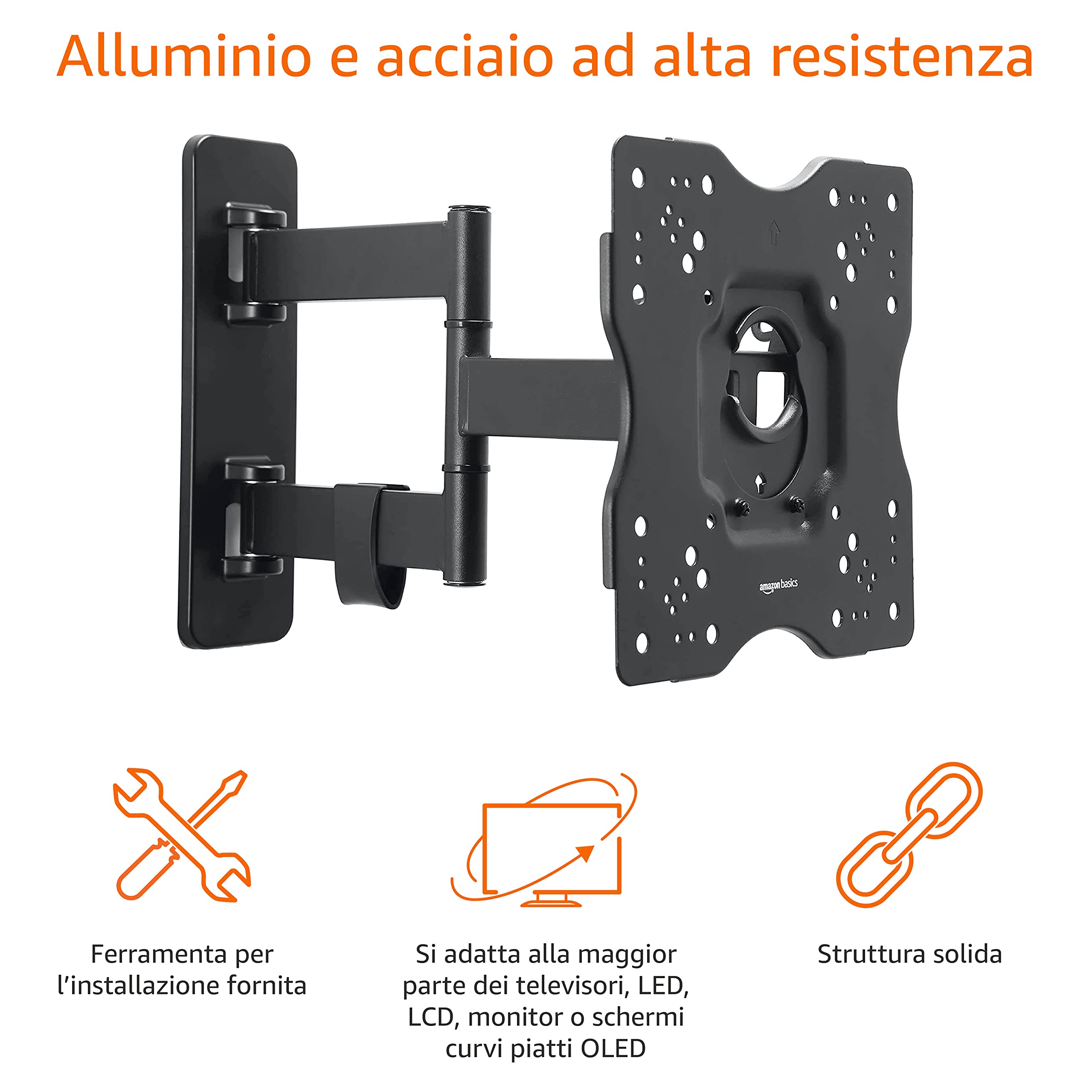 Amazon Basics Supporto TV Parete 26-55" Orientabile Nero