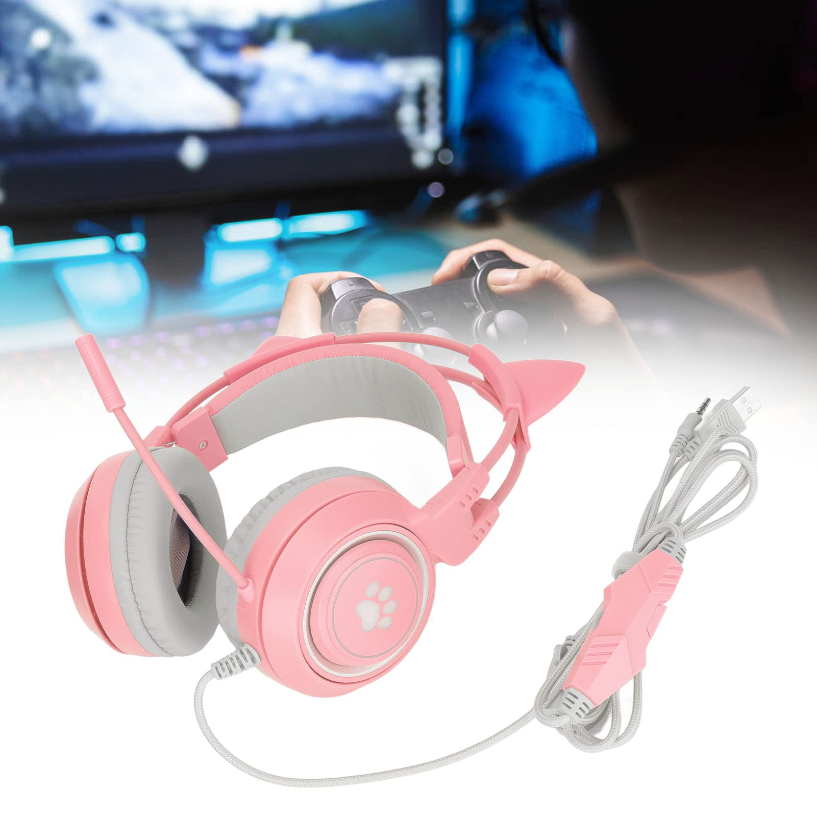 Elprico SY-G2 cuffie gaming rosa orecchie gatto USB