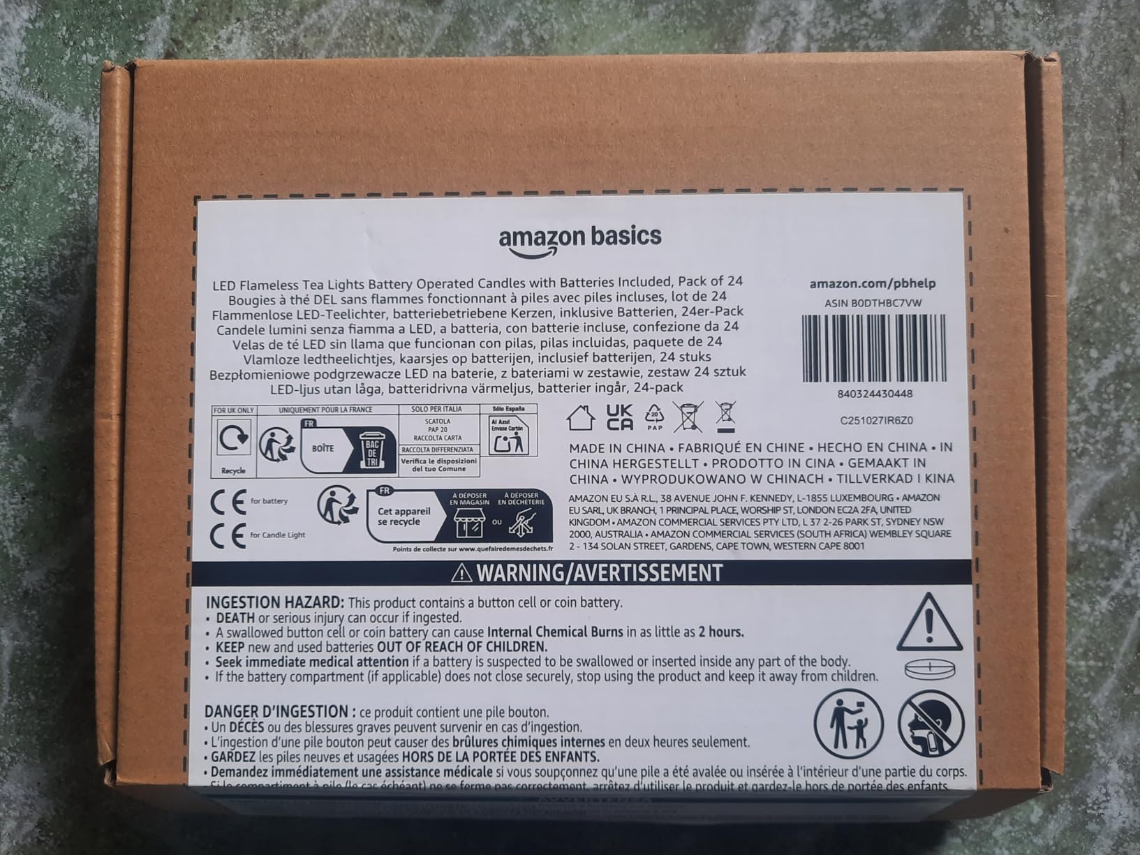 Amazon Basics Candele LED Tea Light Bianche 24 Pezzi a Batteria