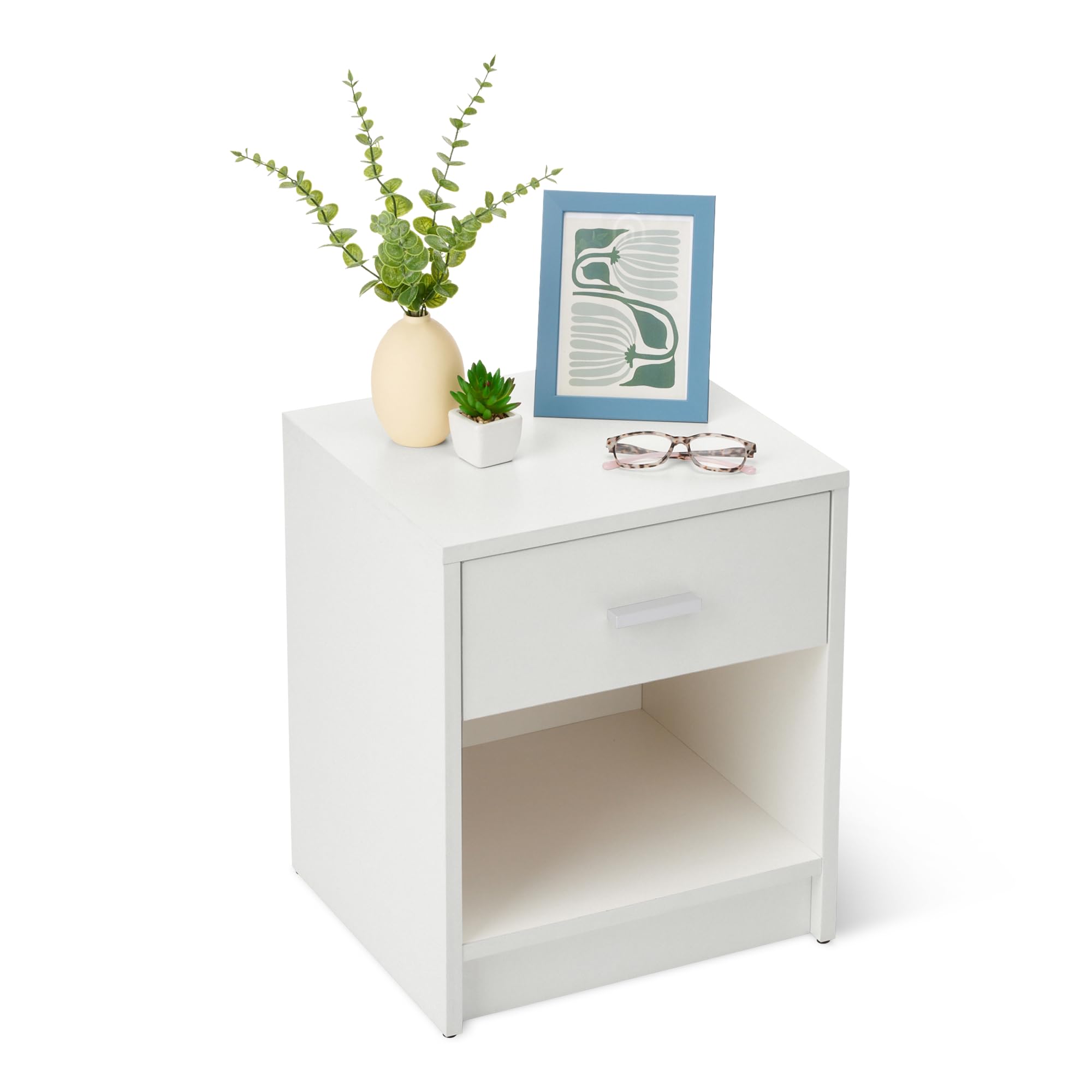 AmazonBasics Comodino 1 Cassetto Bianco 47x40x36cm legno
