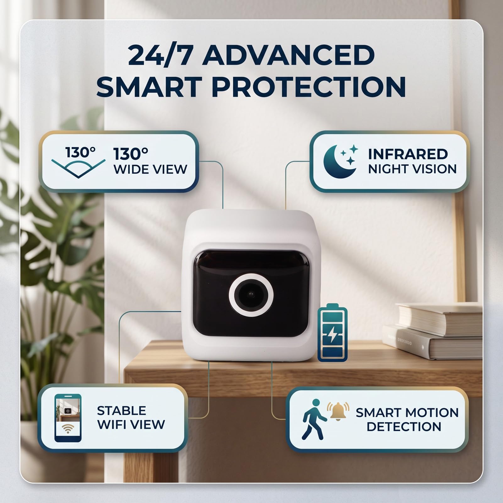 Elprico Telecamera Sicurezza Interni 1080P WiFi Bianca 130°