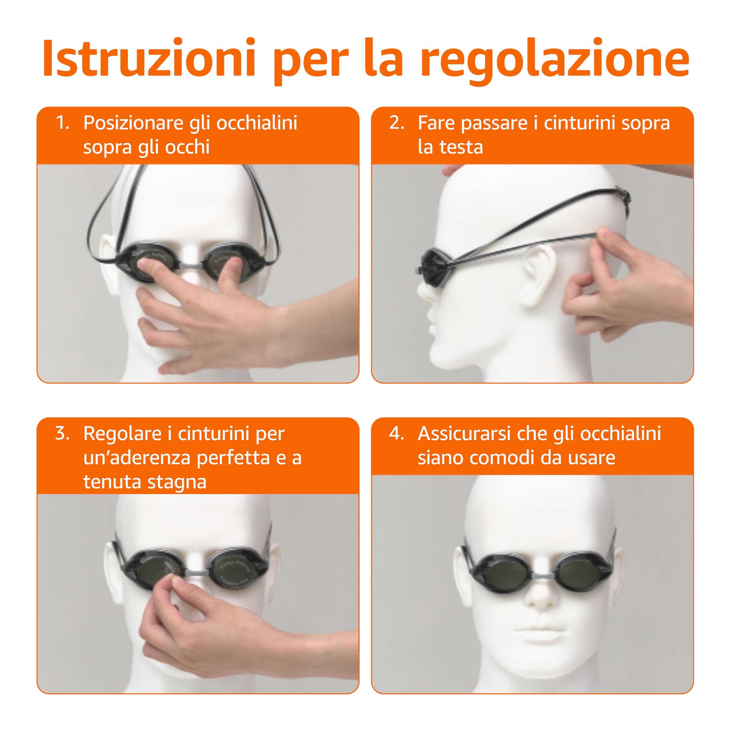 Amazon Basics Occhialini Nuoto Adulti Argento Specchio Antiappannamento