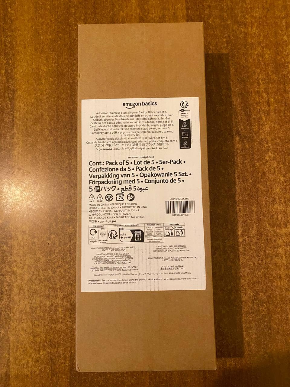 Amazon Basics Mensola Doccia a L Acciaio Inox Set 3 Nero Antiruggine